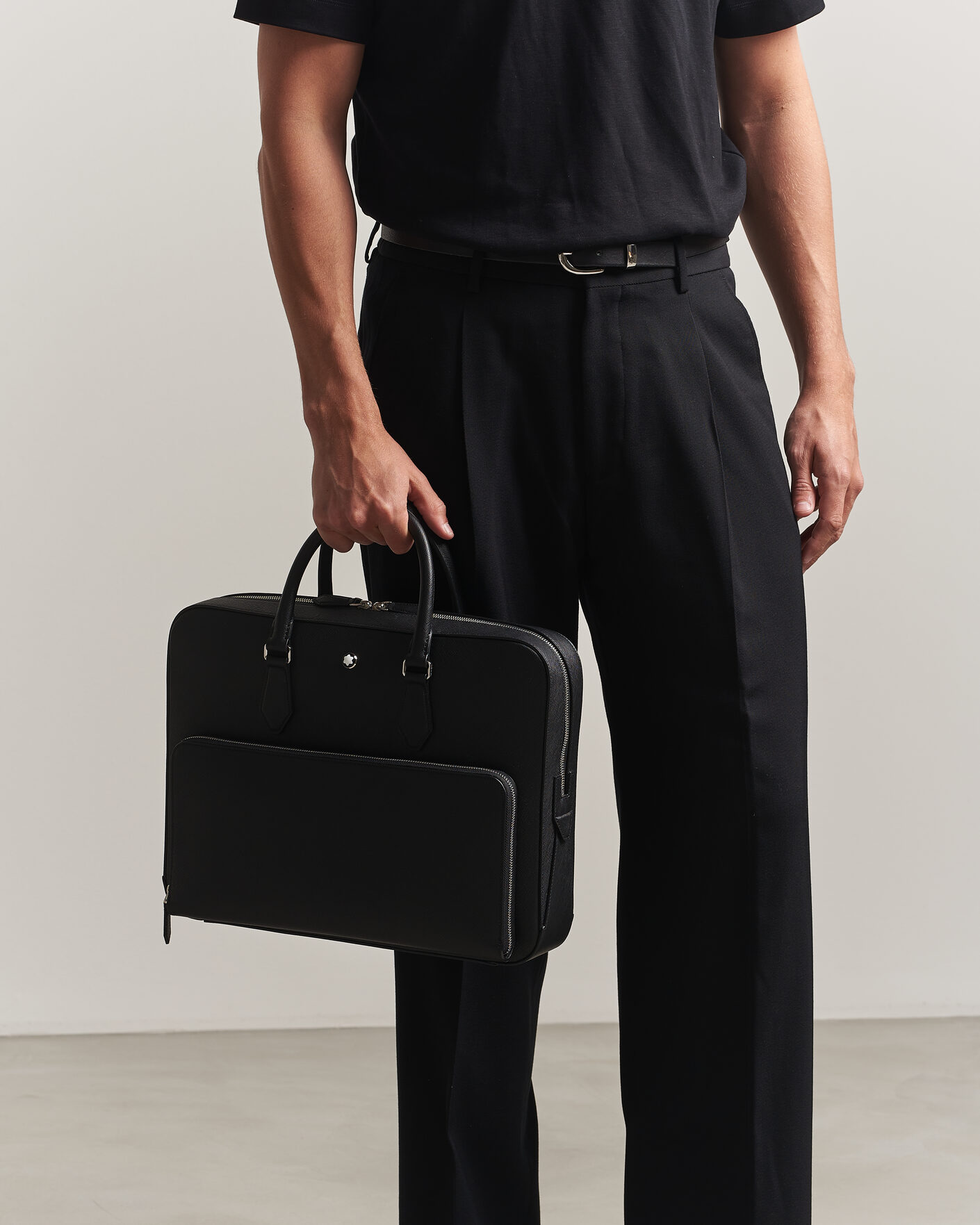 Herren | Taschen | Montblanc | Medium Sartorial Leather Briefcase with Pocket Black