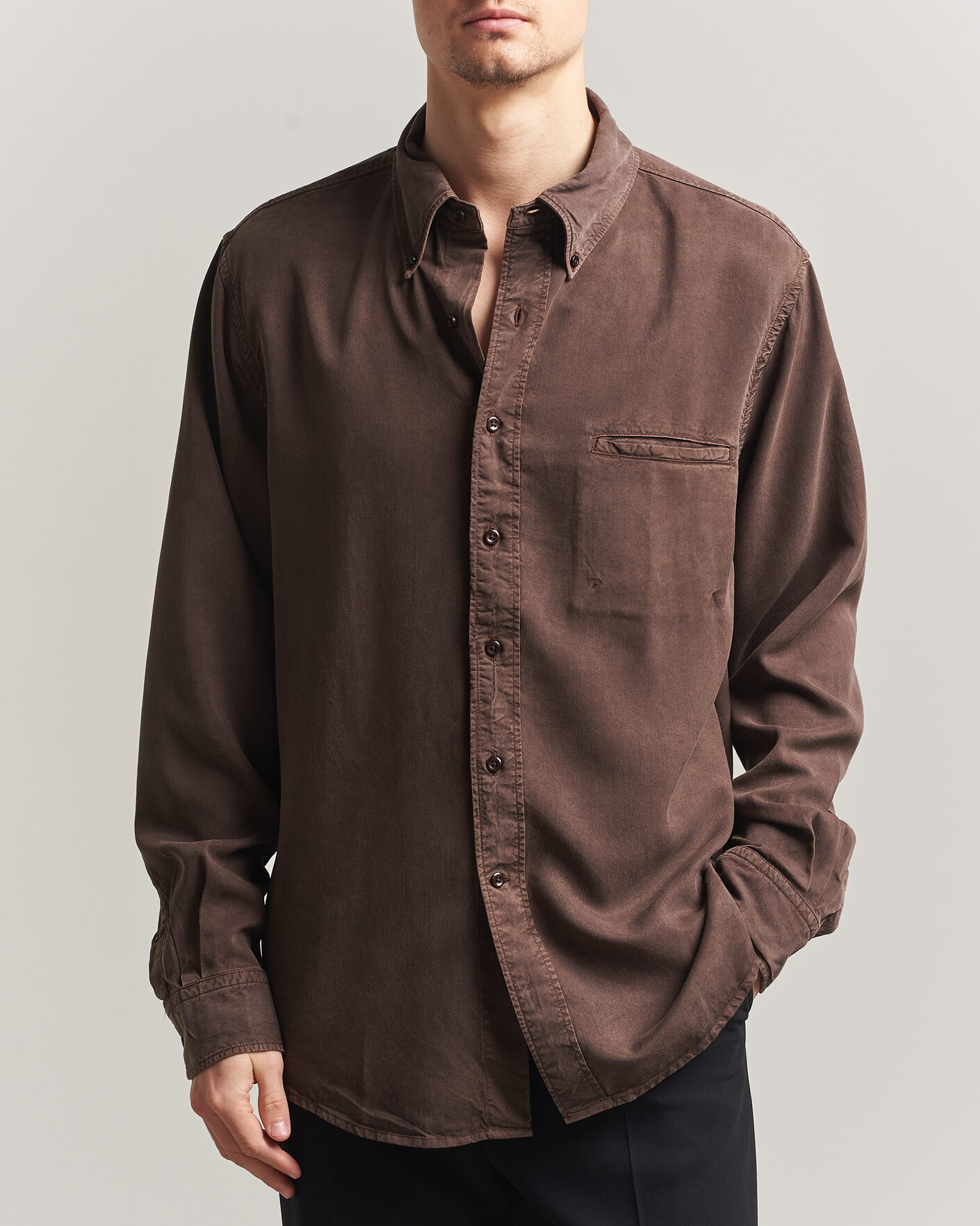 Herren | Hemden | Filippa K | Zack Lyocell Shirt Dark Chocolate