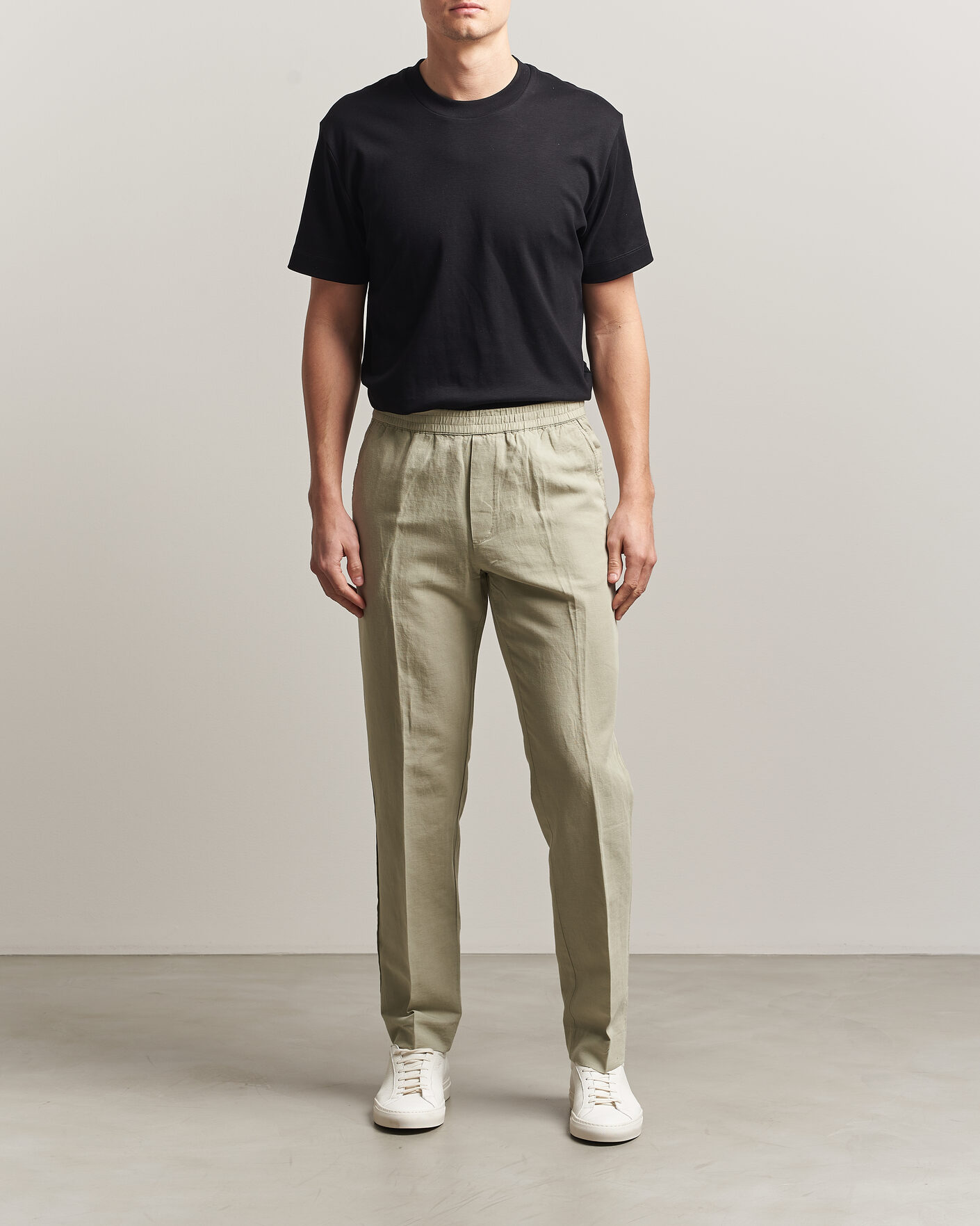Herren |  | Filippa K | Theo Relaxed Linen/Cotton Drawstring Trousers Light Green
