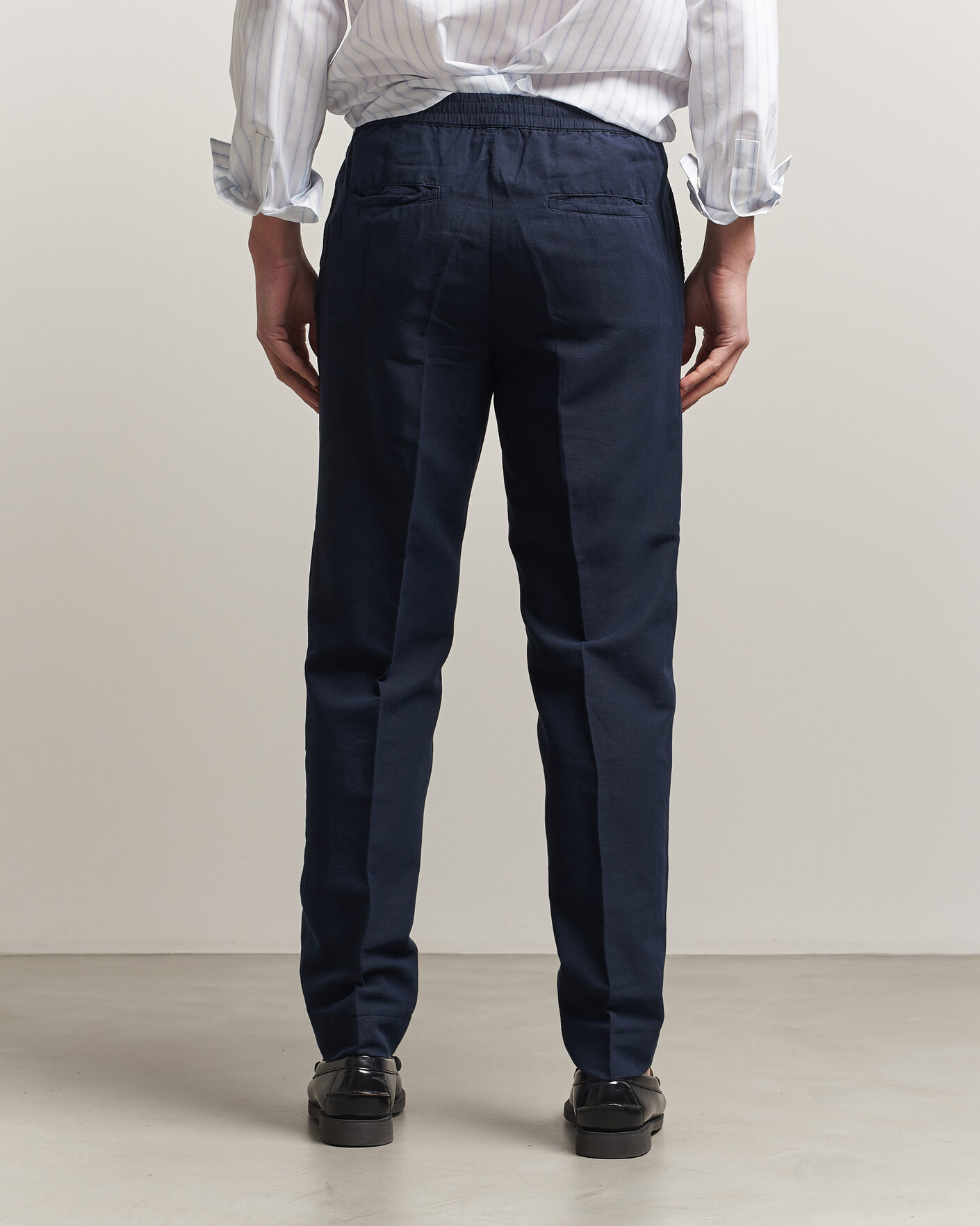 Herren | Hosen | Filippa K | Theo Relaxed Linen/Cotton Drawstring Trousers Navy