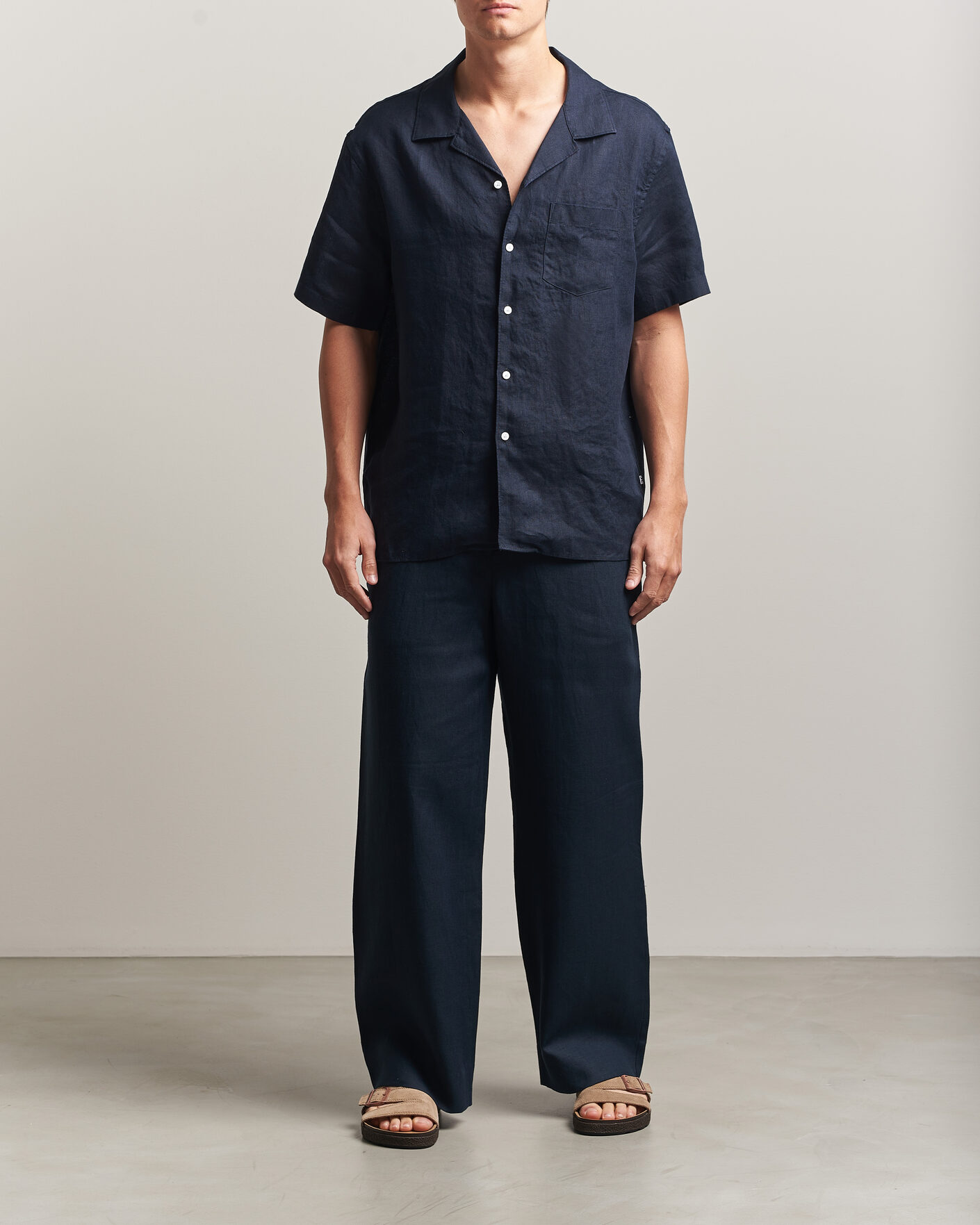 Herren | Hemden | J.Lindeberg | Elio Linen Short Sleeve Shirt Navy