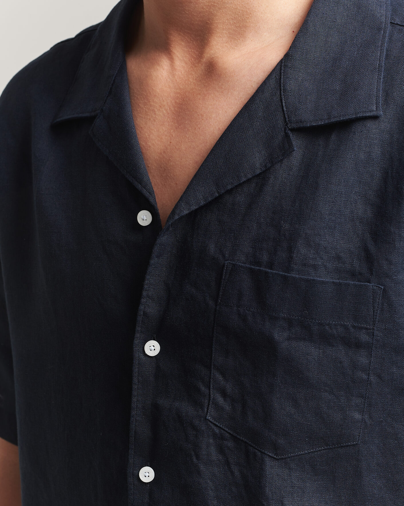 Herren | Hemden | J.Lindeberg | Elio Linen Short Sleeve Shirt Navy