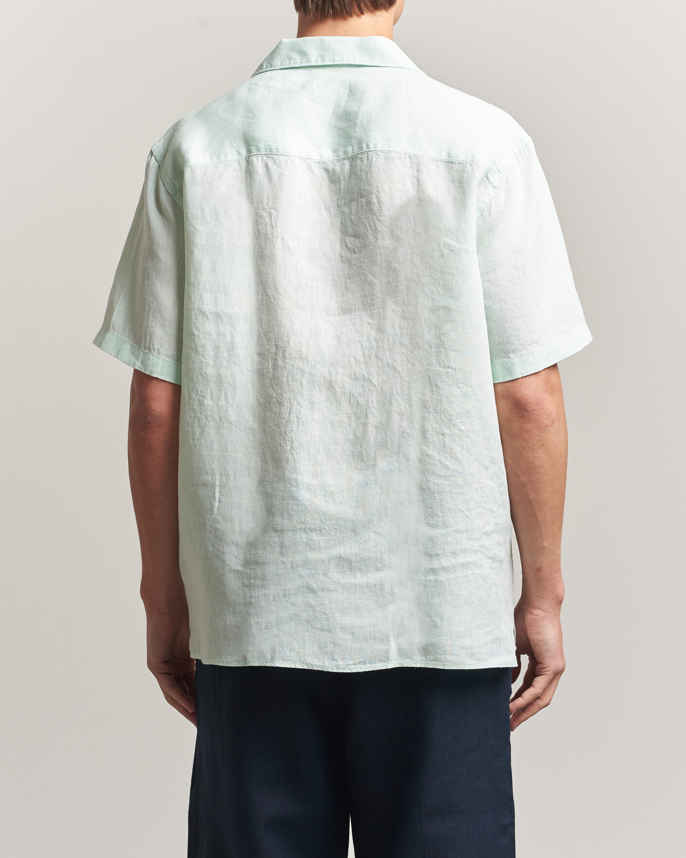 Herren | Hemden | J.Lindeberg | Elio Linen Short Sleeve Shirt Bay Green