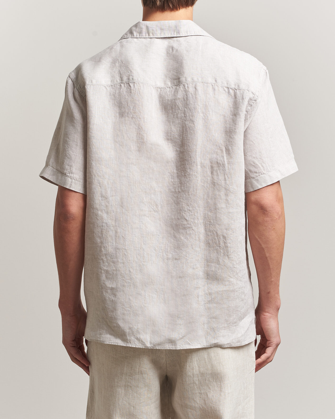Herren | Hemden | J.Lindeberg | Elio Linen Short Sleeve Shirt Moonbeam
