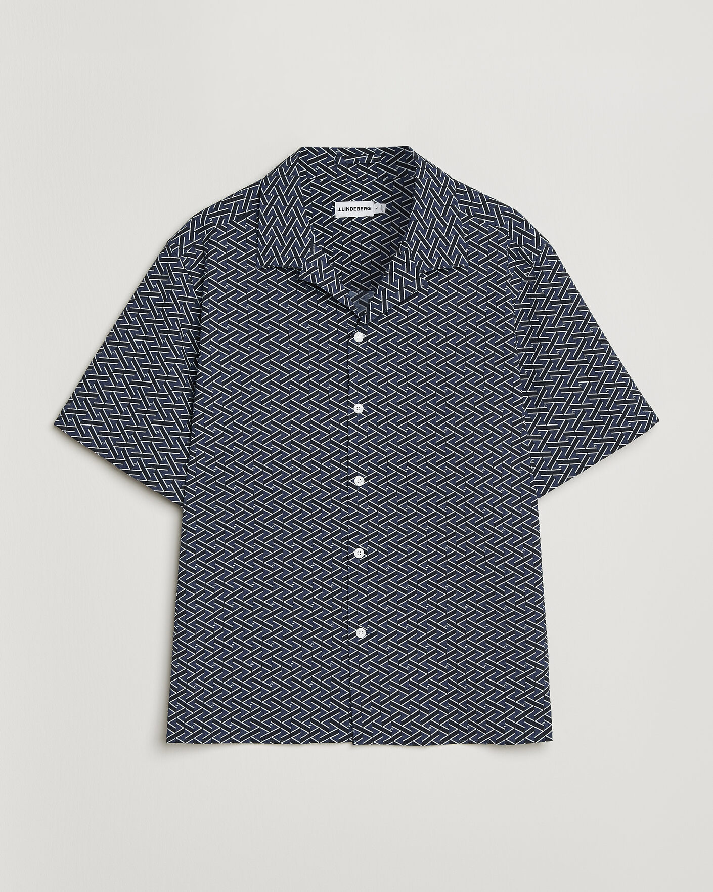 Herren | Hemden | J.Lindeberg | Donso Geo Printed Resort Shirt Estate Navy