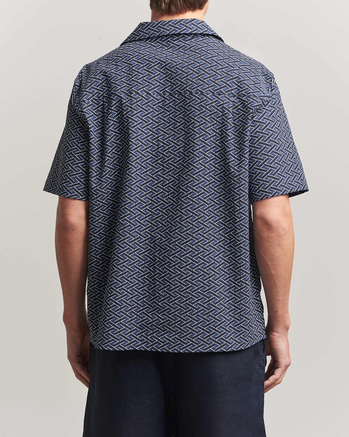Herren | Hemden | J.Lindeberg | Donso Geo Printed Resort Shirt Estate Navy
