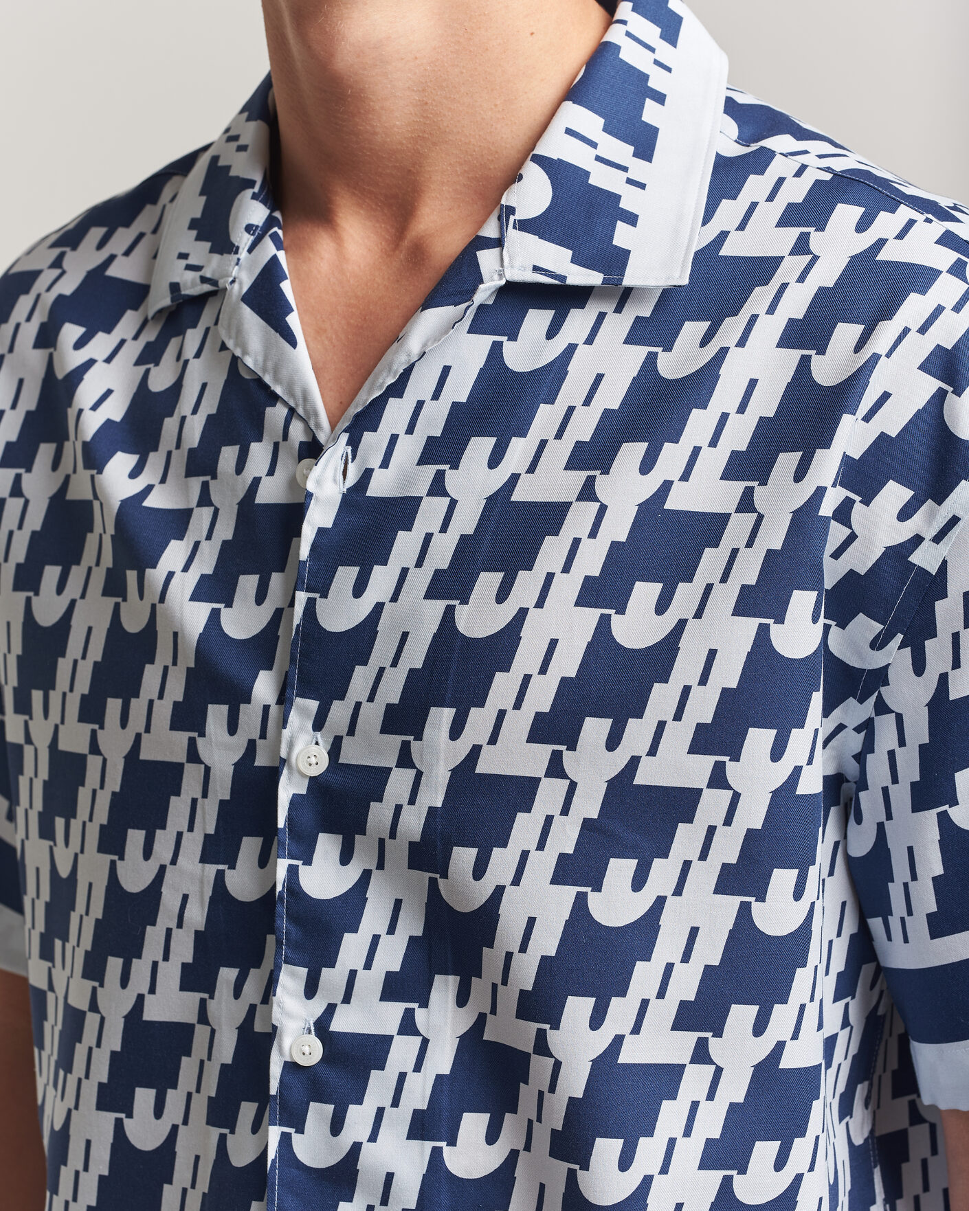 Herren | Hemden | J.Lindeberg | Ellis Border Printed Resort Shirt Estate Blue