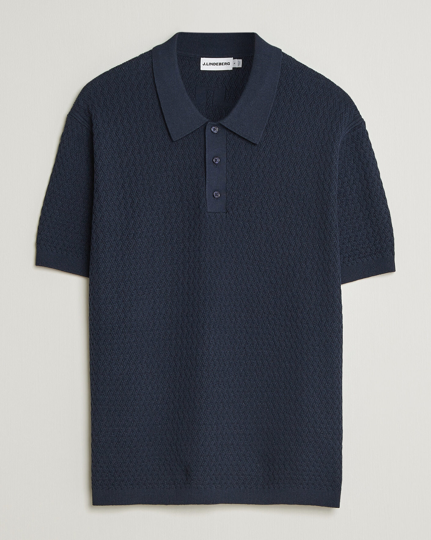 Herren | Poloshirts | J.Lindeberg | Jacques Structured Knitted Polo Navy