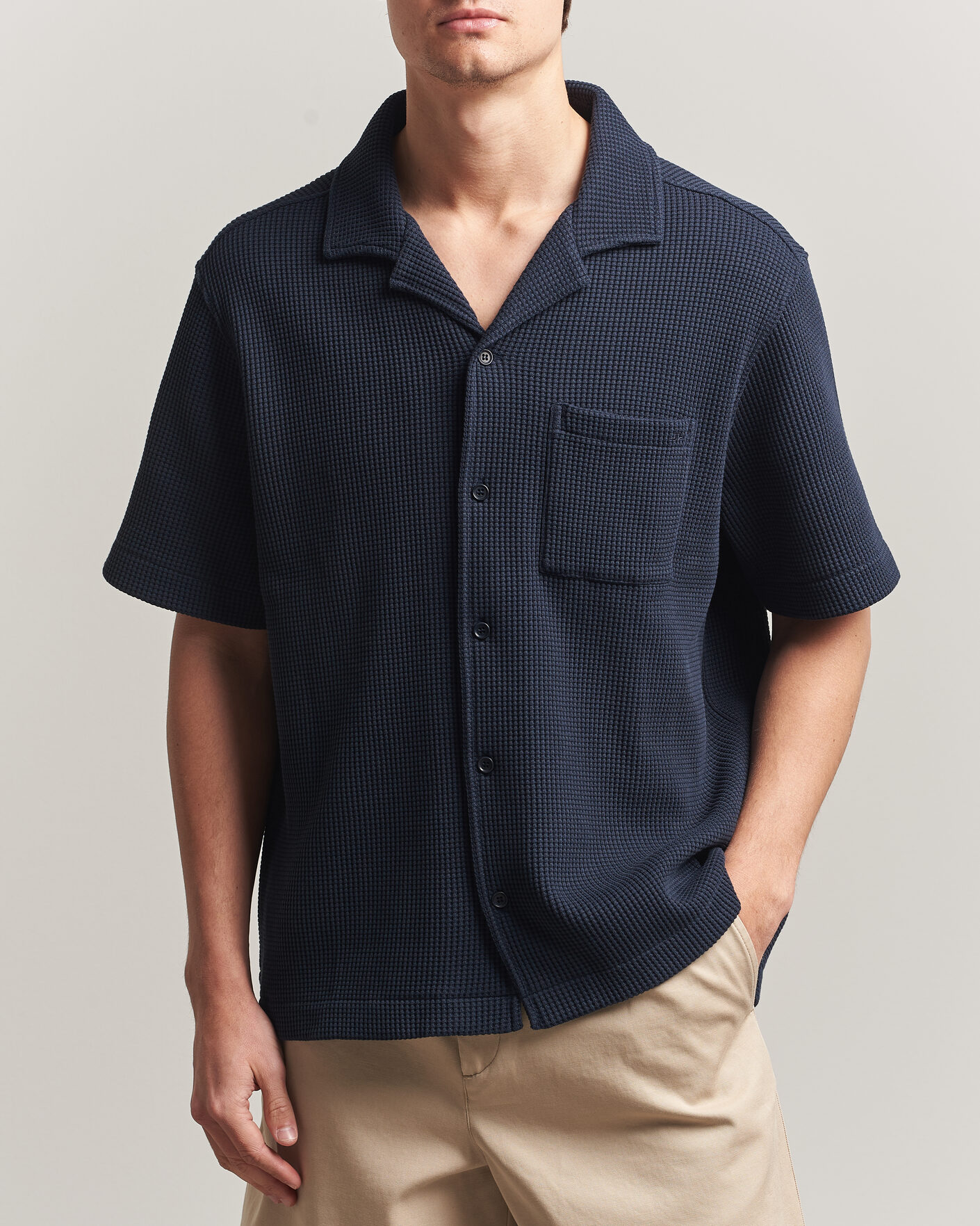 Herren | Hemden | J.Lindeberg | Theron Waffle Resort Shirt Navy