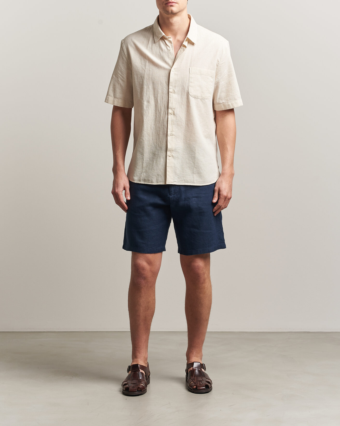 Herren | Shorts | NN07 | Aden Linen Shorts Navy Blue