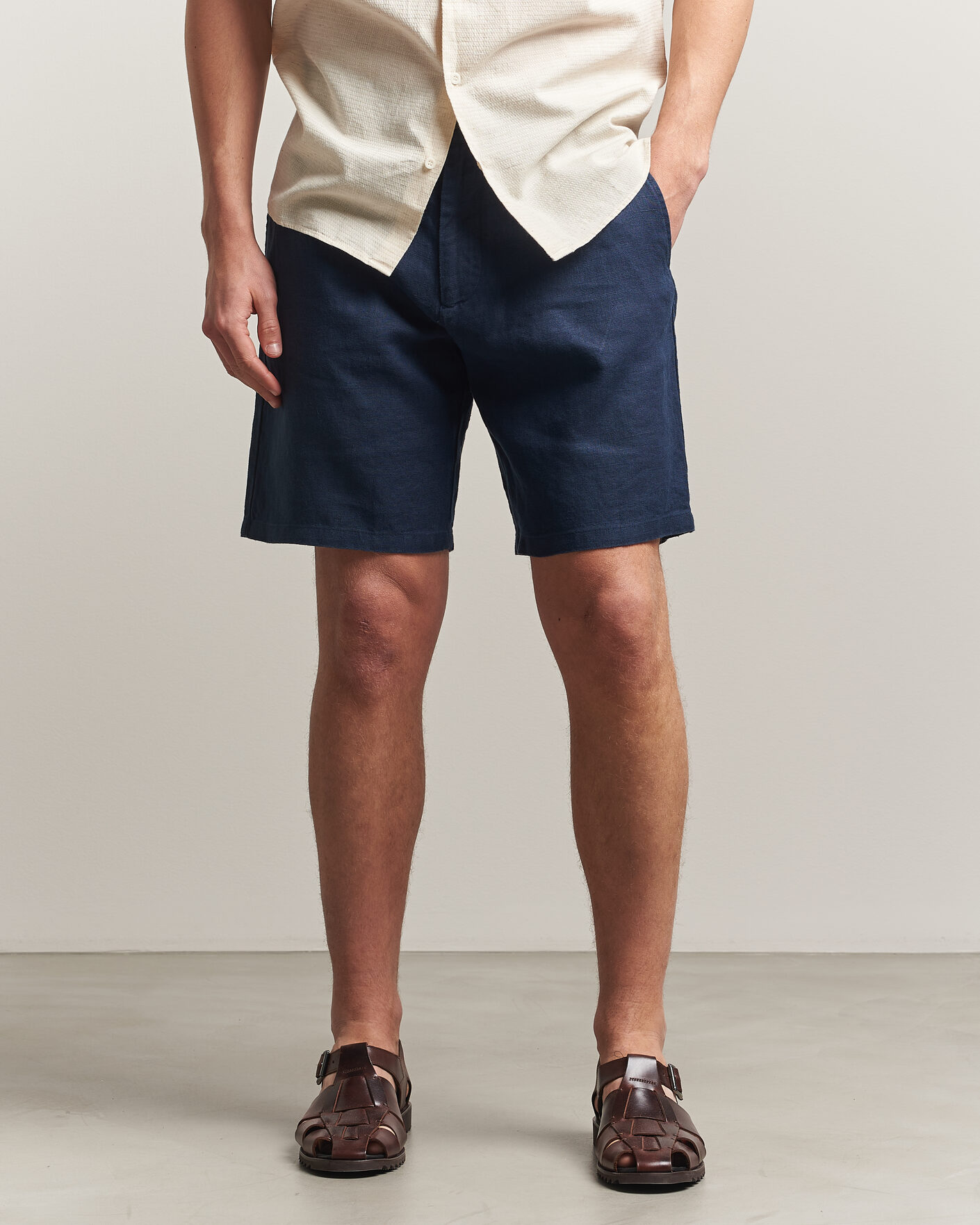 Herren | Shorts | NN07 | Aden Linen Shorts Navy Blue