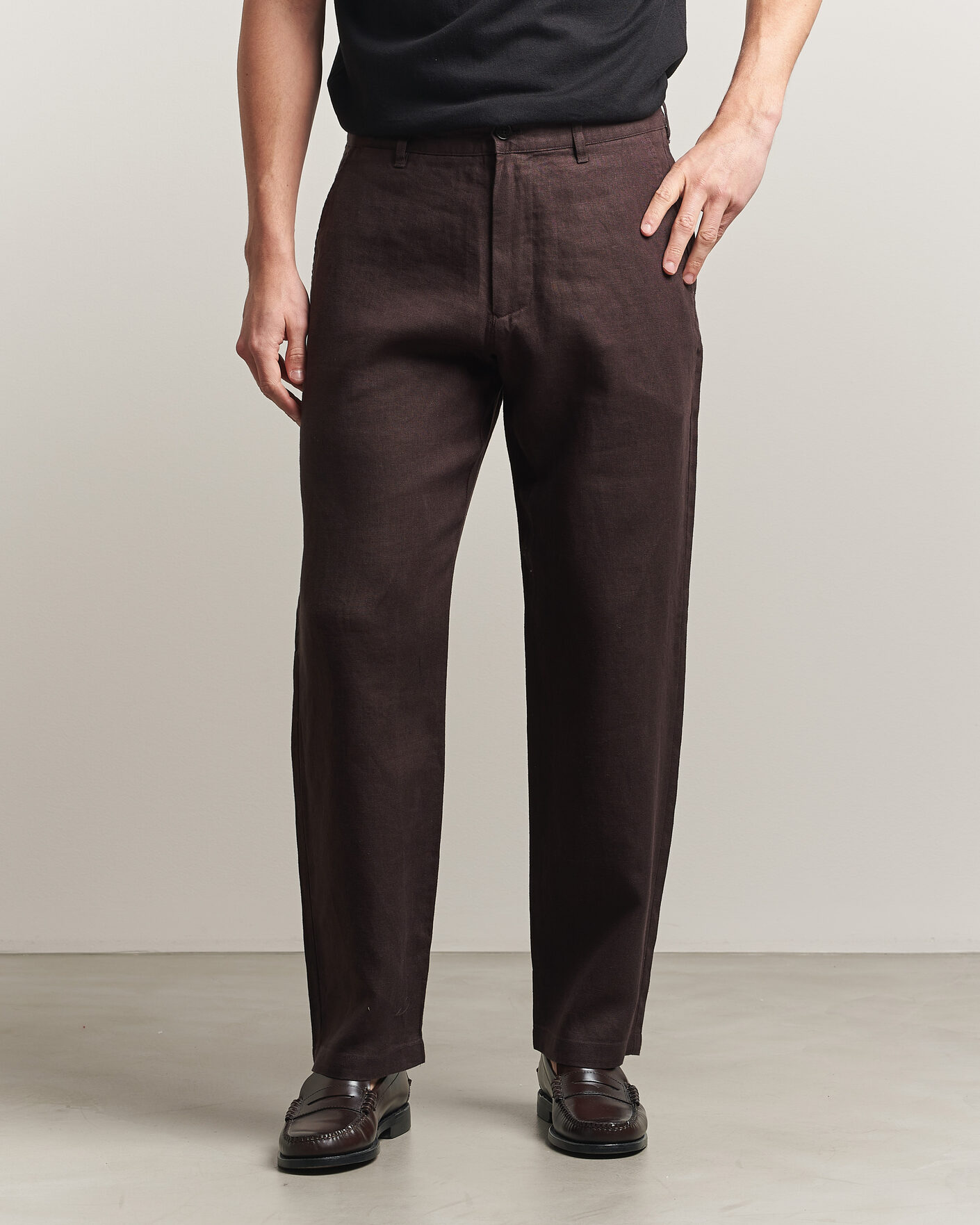 Herren | Hosen | NN07 | Aden Regular Fit Linen Trousers Dusky Port
