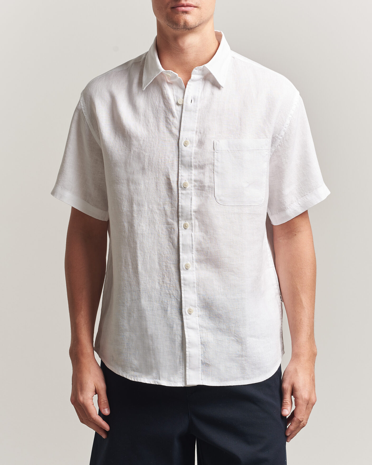 Herren | Hemden | NN07 | Deon Linen Short Sleeve Shirt White