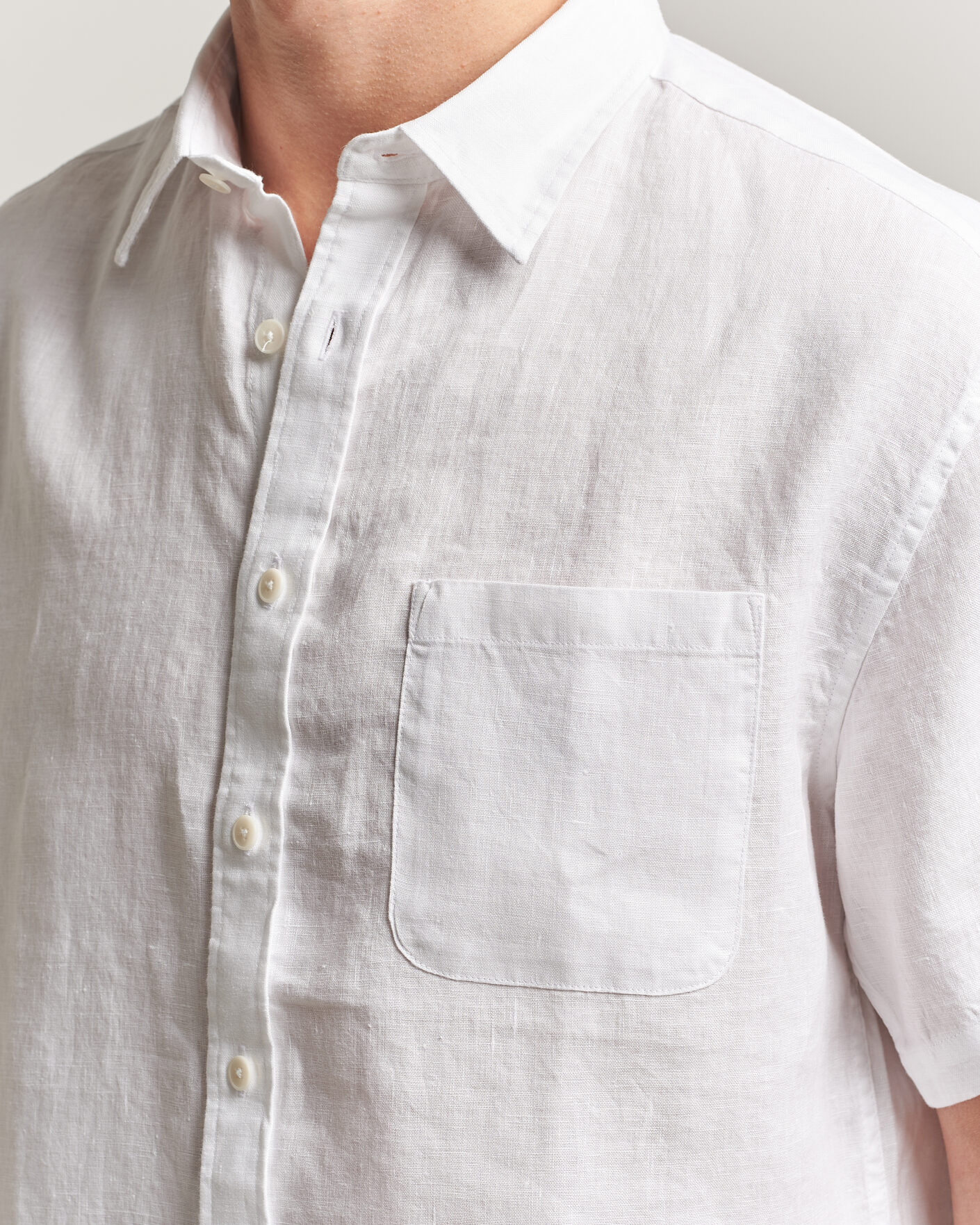 Herren | Hemden | NN07 | Deon Linen Short Sleeve Shirt White