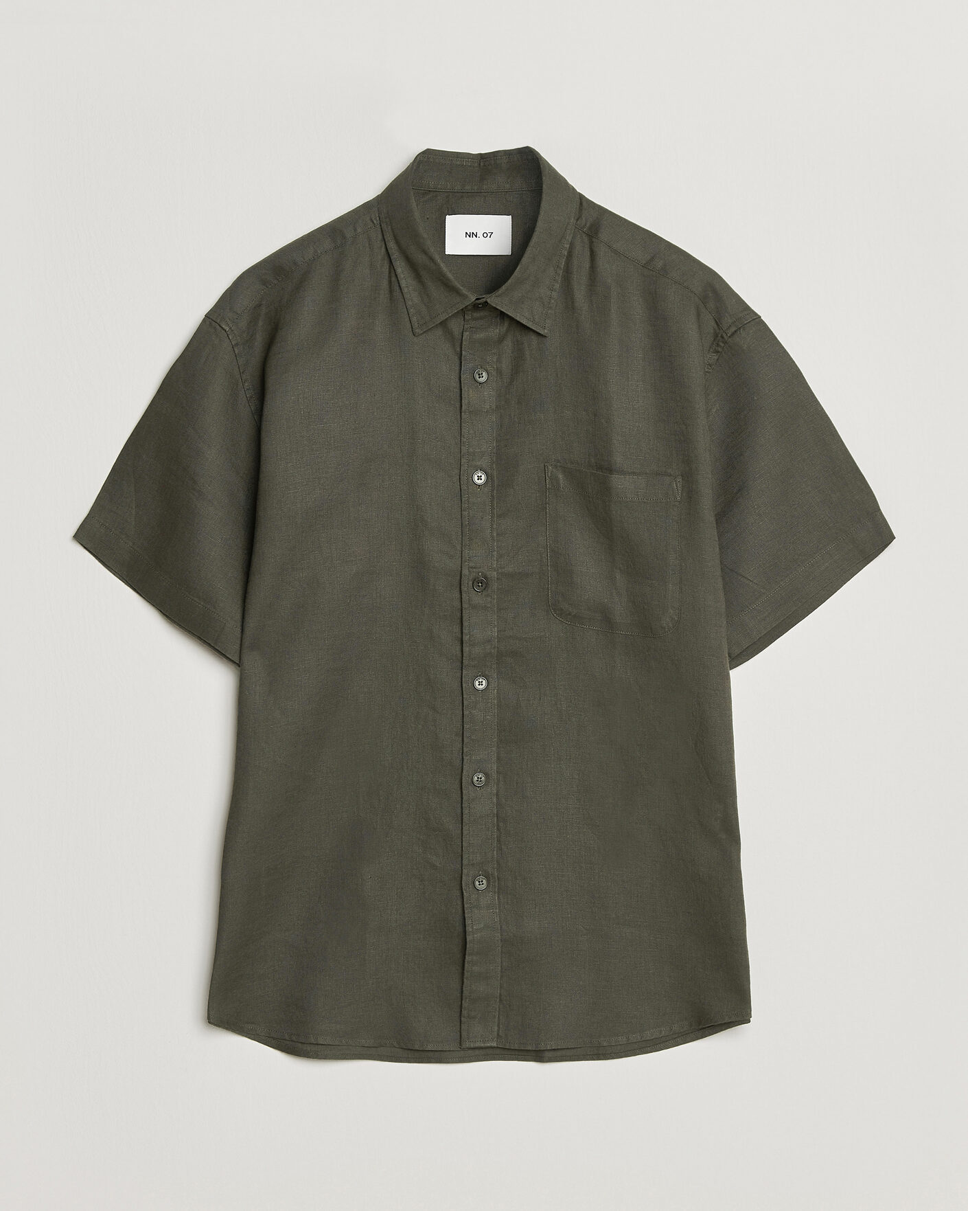 Herren | Hemden | NN07 | Deon Linen Short Sleeve Shirt Dark Army