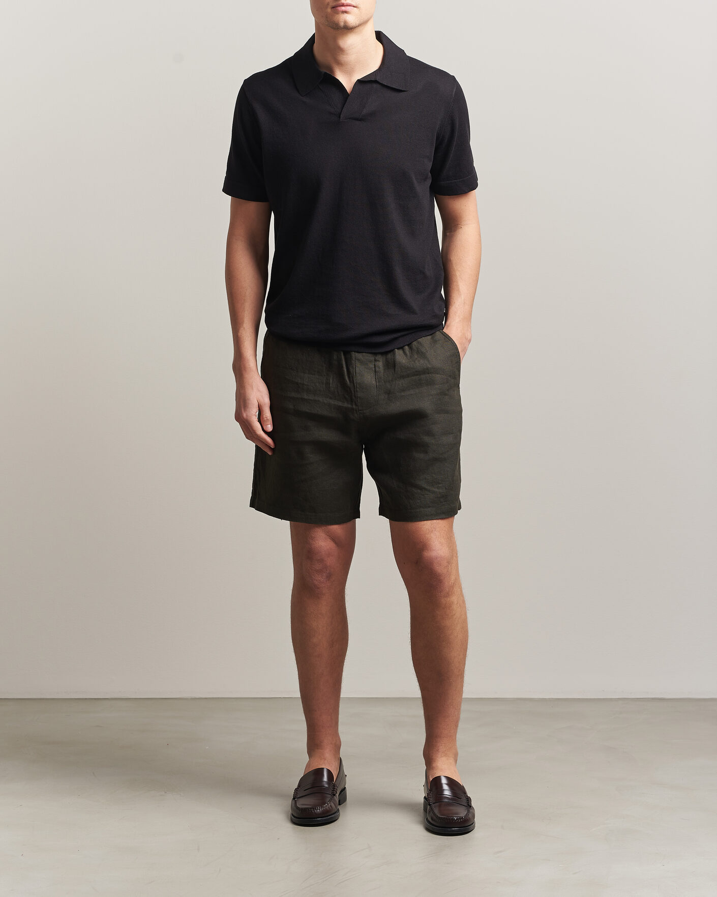Herren | Poloshirts | NN07 | Ryan Cotton/Linen Polo Black