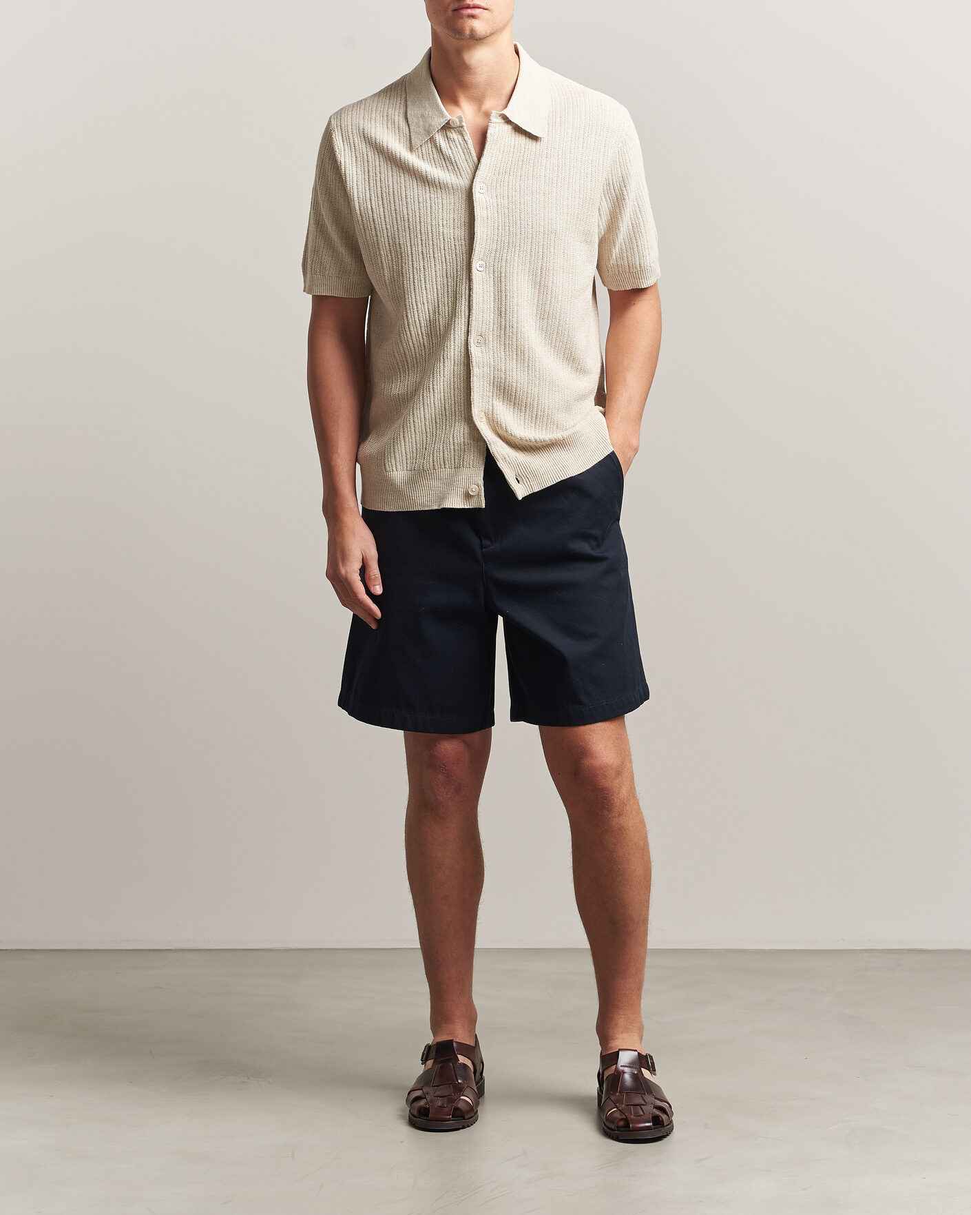Herren | Hemden | NN07 | Nolan Knitted Short Sleeve Shirt Ivory