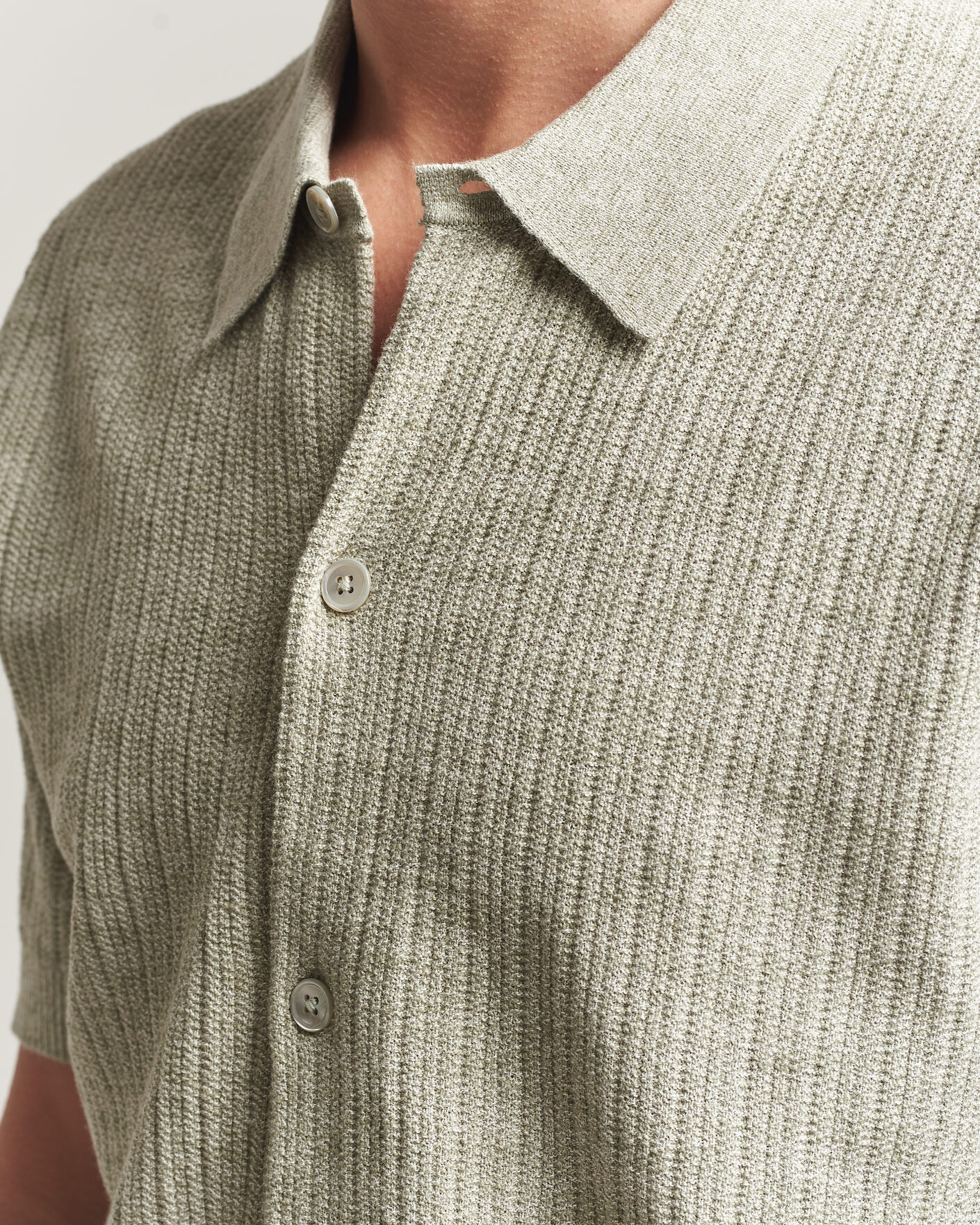 Herren | Hemden | NN07 | Nolan Knitted Short Sleeve Shirt Sage Green
