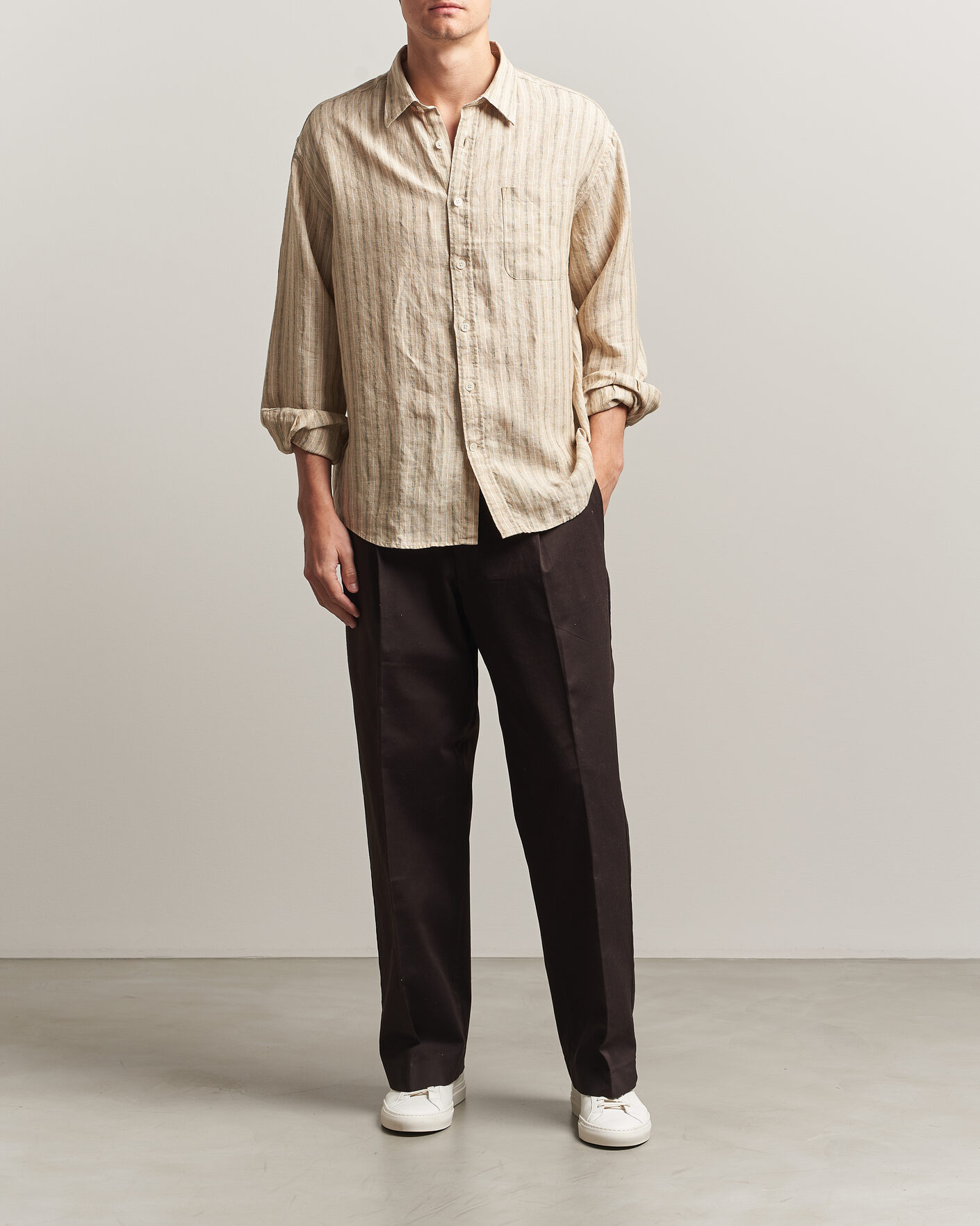 Herren | Hemden | NN07 | Deon Linen Shirt Black Stripe