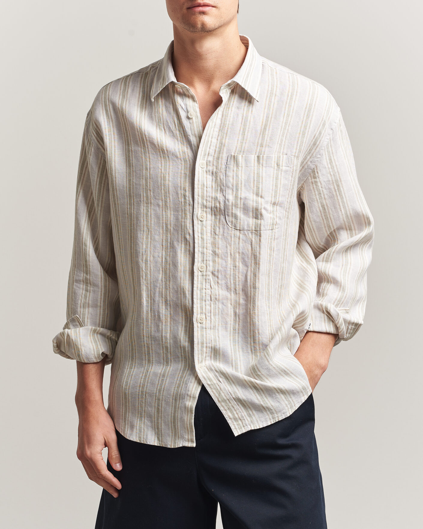 Herren | Hemden | NN07 | Deon Linen Shirt Mint Stripe
