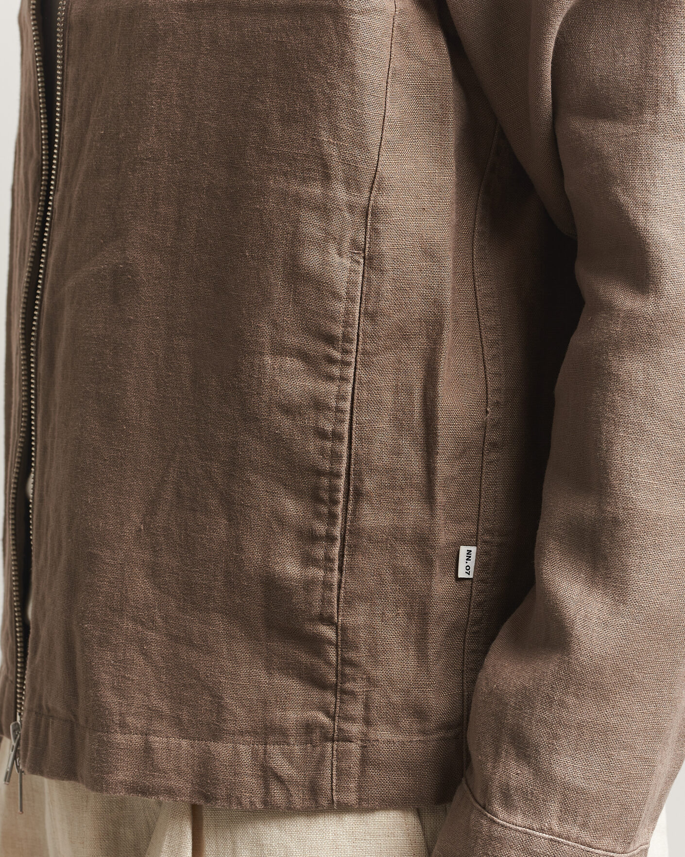 Herren | Hemden | NN07 | Alban Linen Full Zip Overshirt Clay Mirage