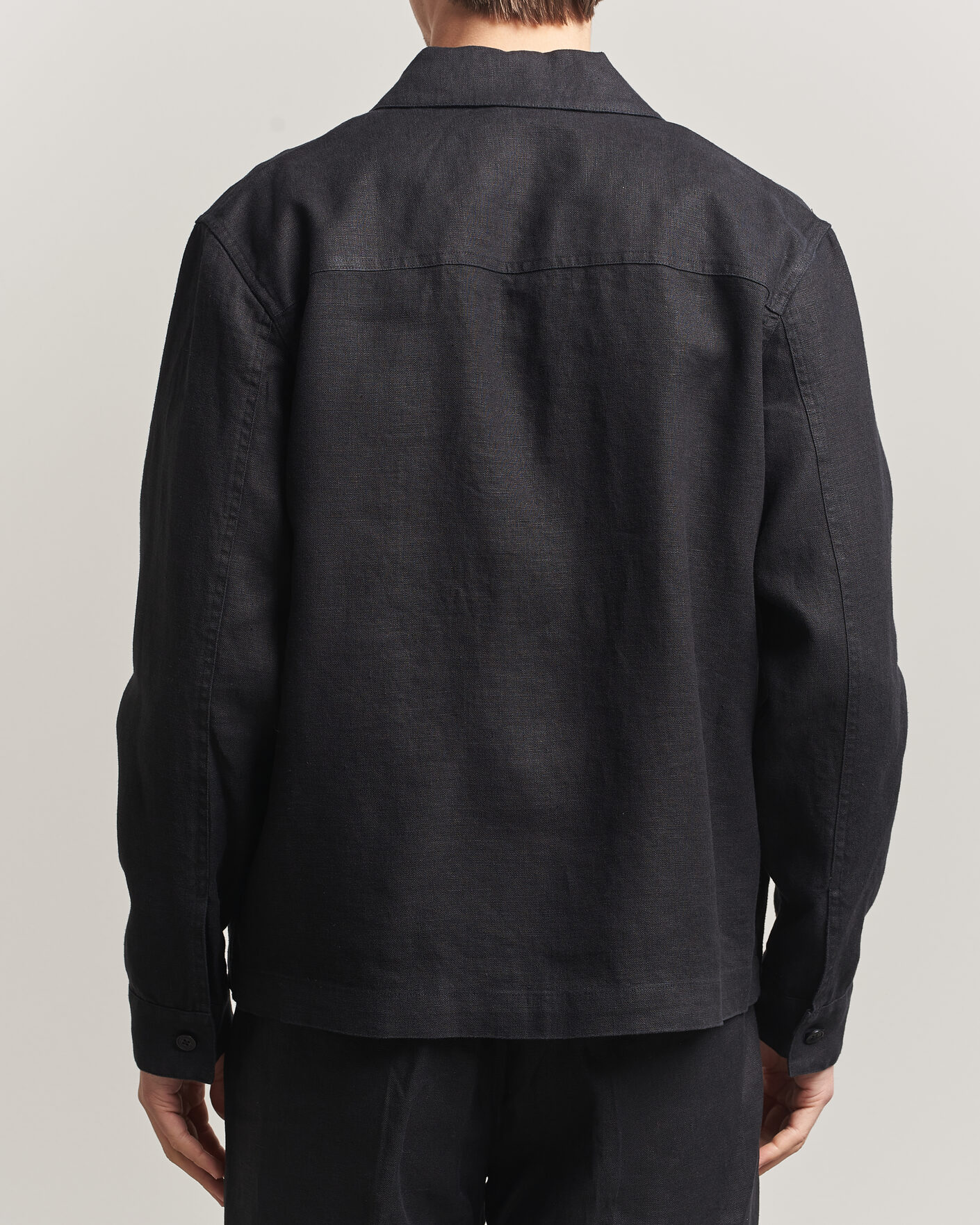 Herren | Hemden | NN07 | Alban Linen Full Zip Overshirt Black