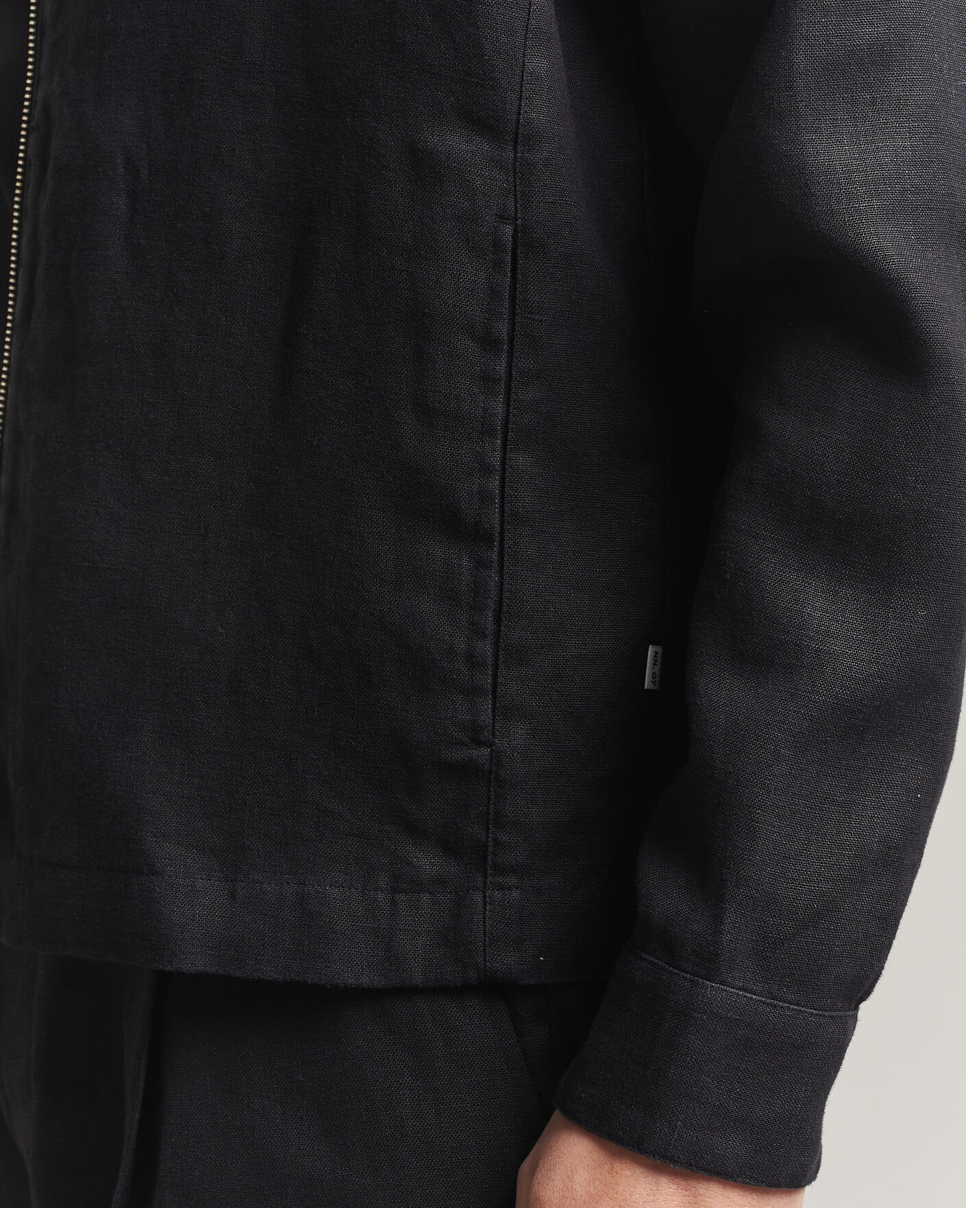 Herren | Hemden | NN07 | Alban Linen Full Zip Overshirt Black