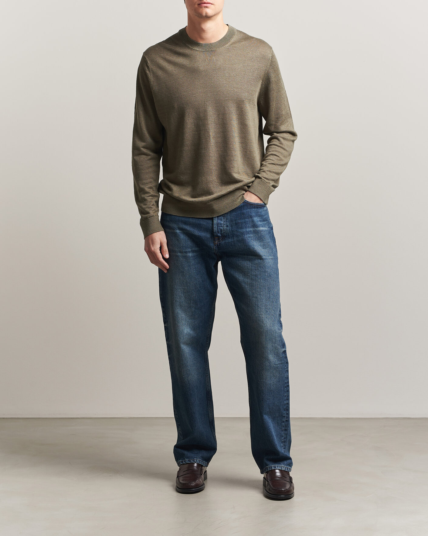 Herren | Pullover | NN07 | Ted Linen Knitted Sweater Capers Green