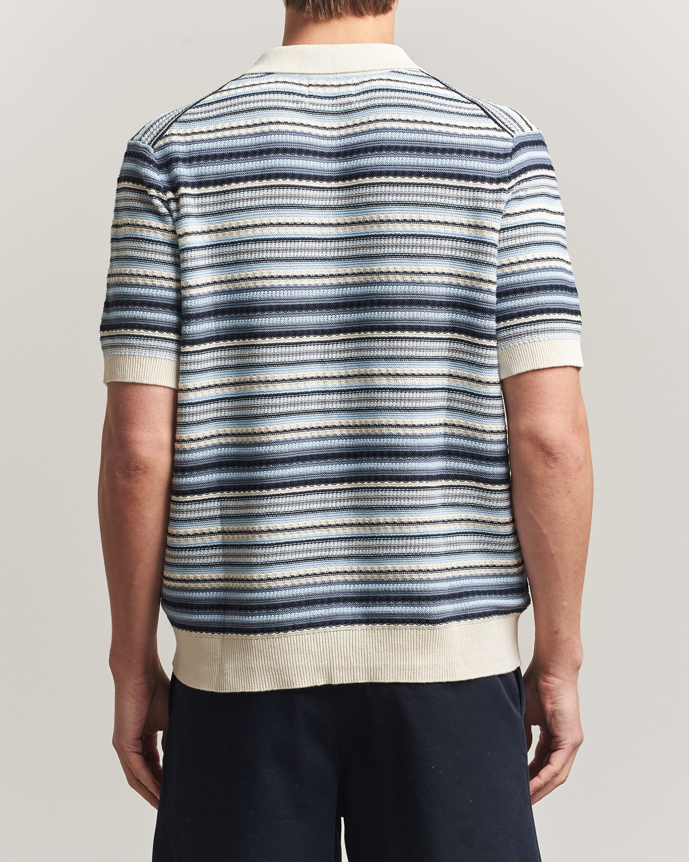 Herren | Hemden | NN07 | Nolan Striped Knitted Short Sleeve Shirt Navy Multi
