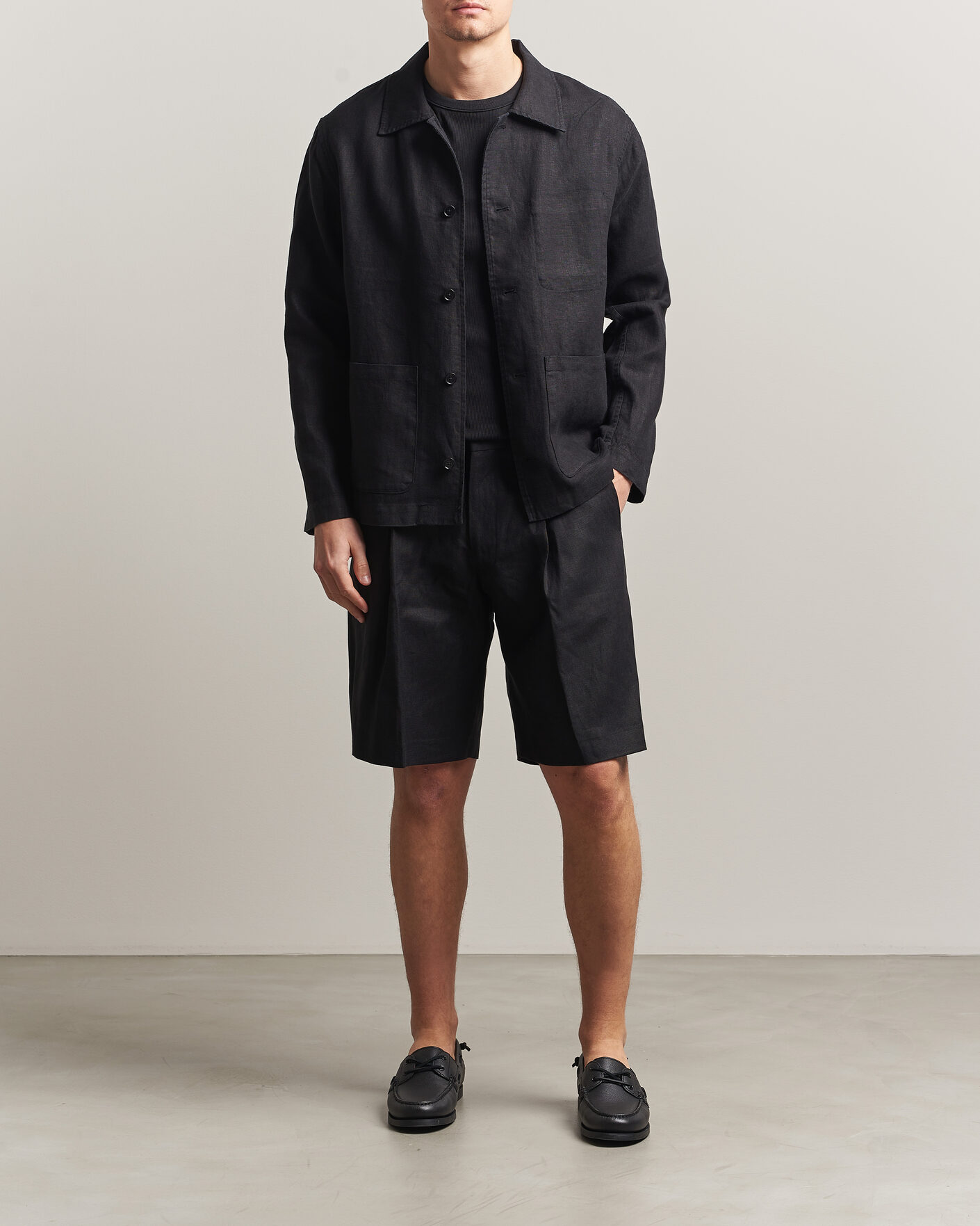 Herren | Hemden | NN07 | Morgan Linen Overshirt Black