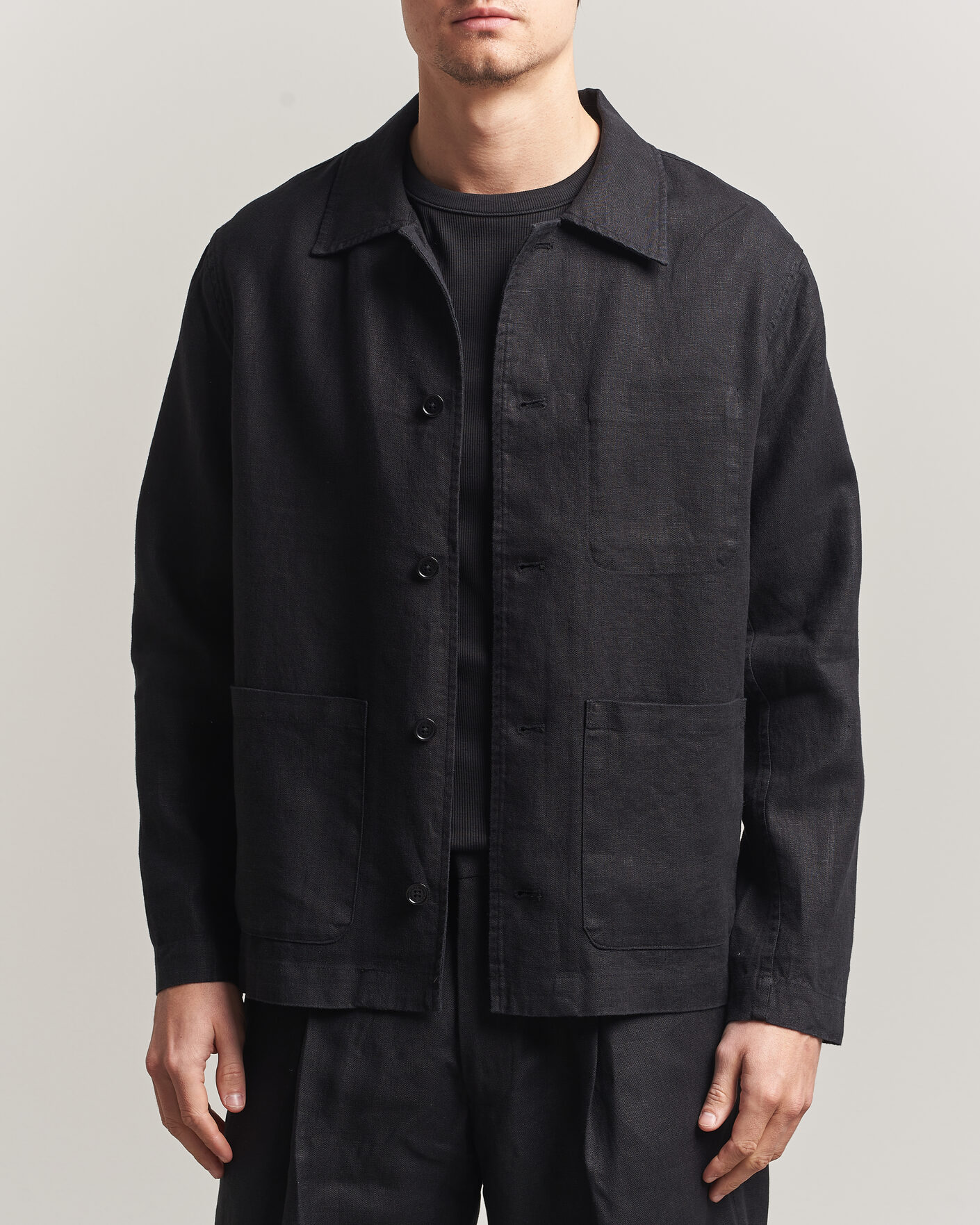 Herren | Hemden | NN07 | Morgan Linen Overshirt Black