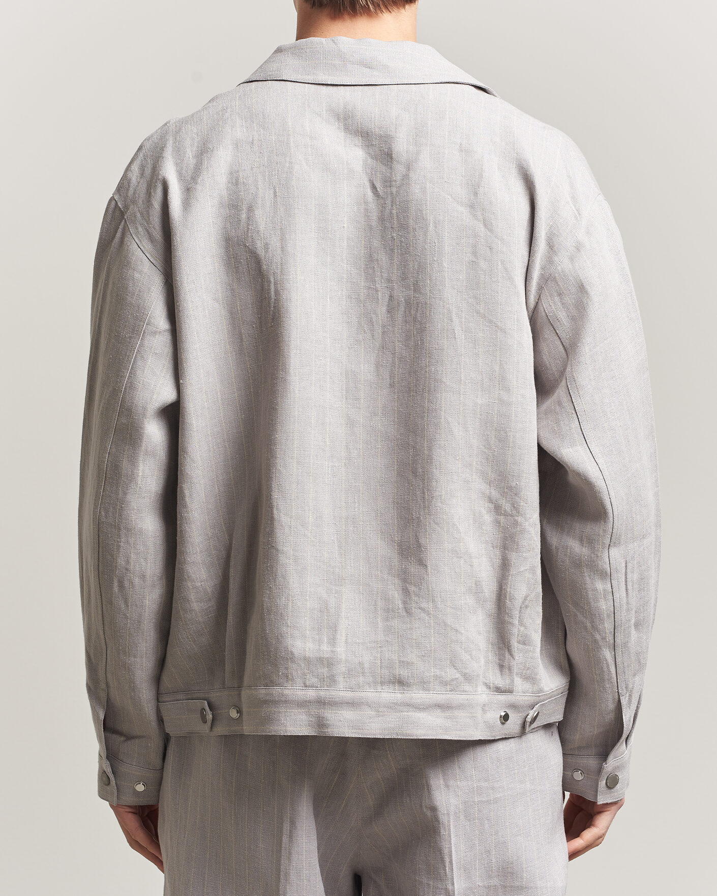 Herren | Hemden | NN07 | Petrus Pinstriped Linen Full Zip Overshirt Grey