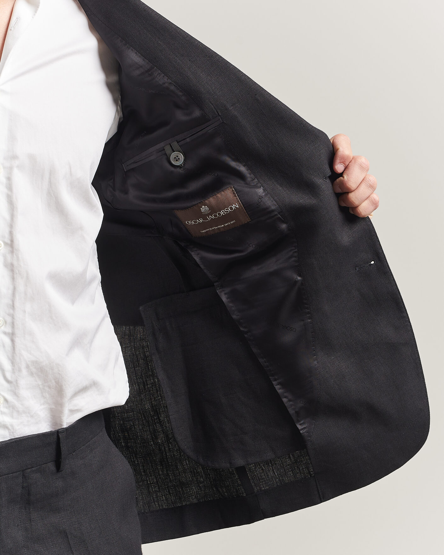 Herren | Sakkos | Oscar Jacobson | Rufus Soft Linen Blazer Black
