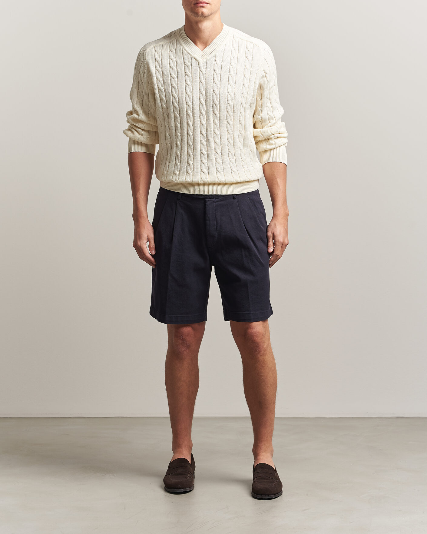 Herren | Shorts | Oscar Jacobson | Tanker Pleat Shorts Navy