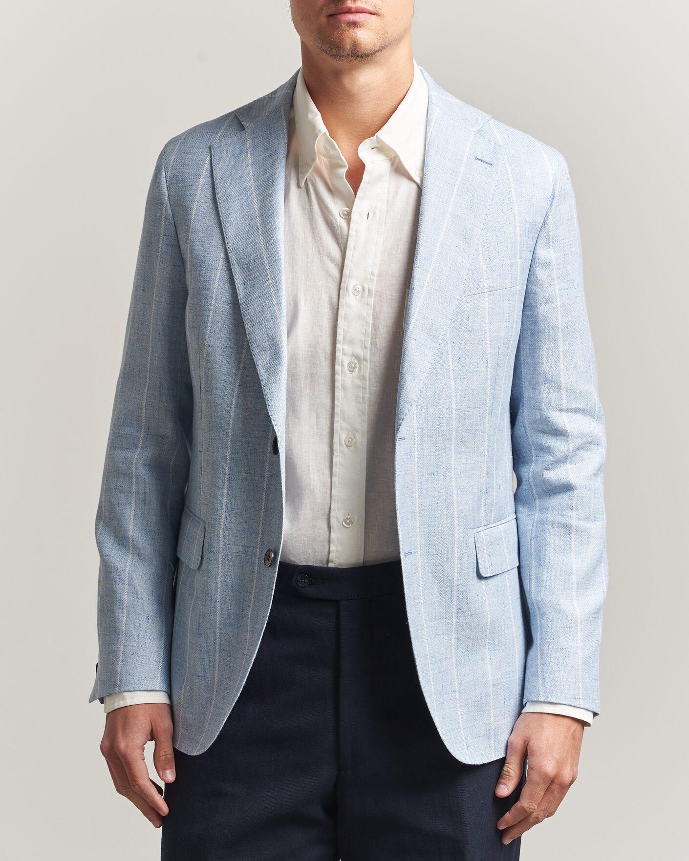 Herren | Sakkos | Oscar Jacobson | Ferry Soft Linen/Cotton Blazer Light Blue