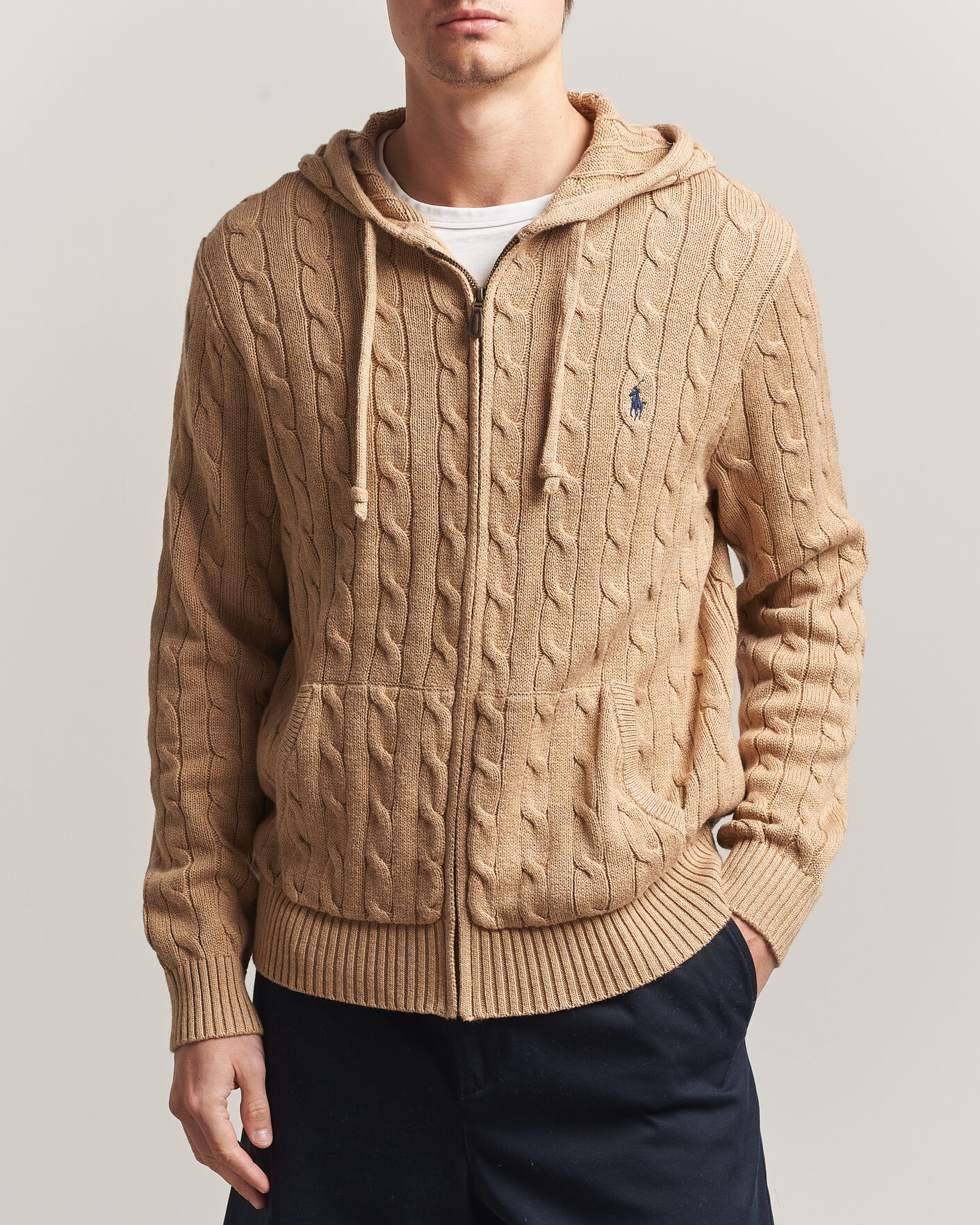Herren | Pullover | Polo Ralph Lauren | Knitted Full Zip Sweater Camel Melange