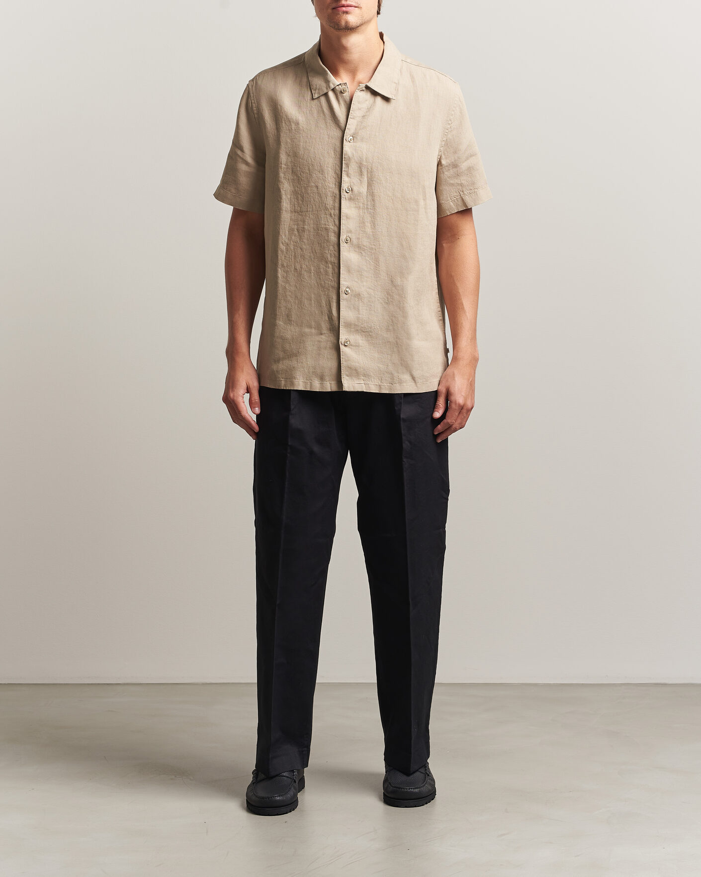Herren | Hemden | Samsøe Samsøe | Avan Linen Short Sleeve Shirt Aluminum