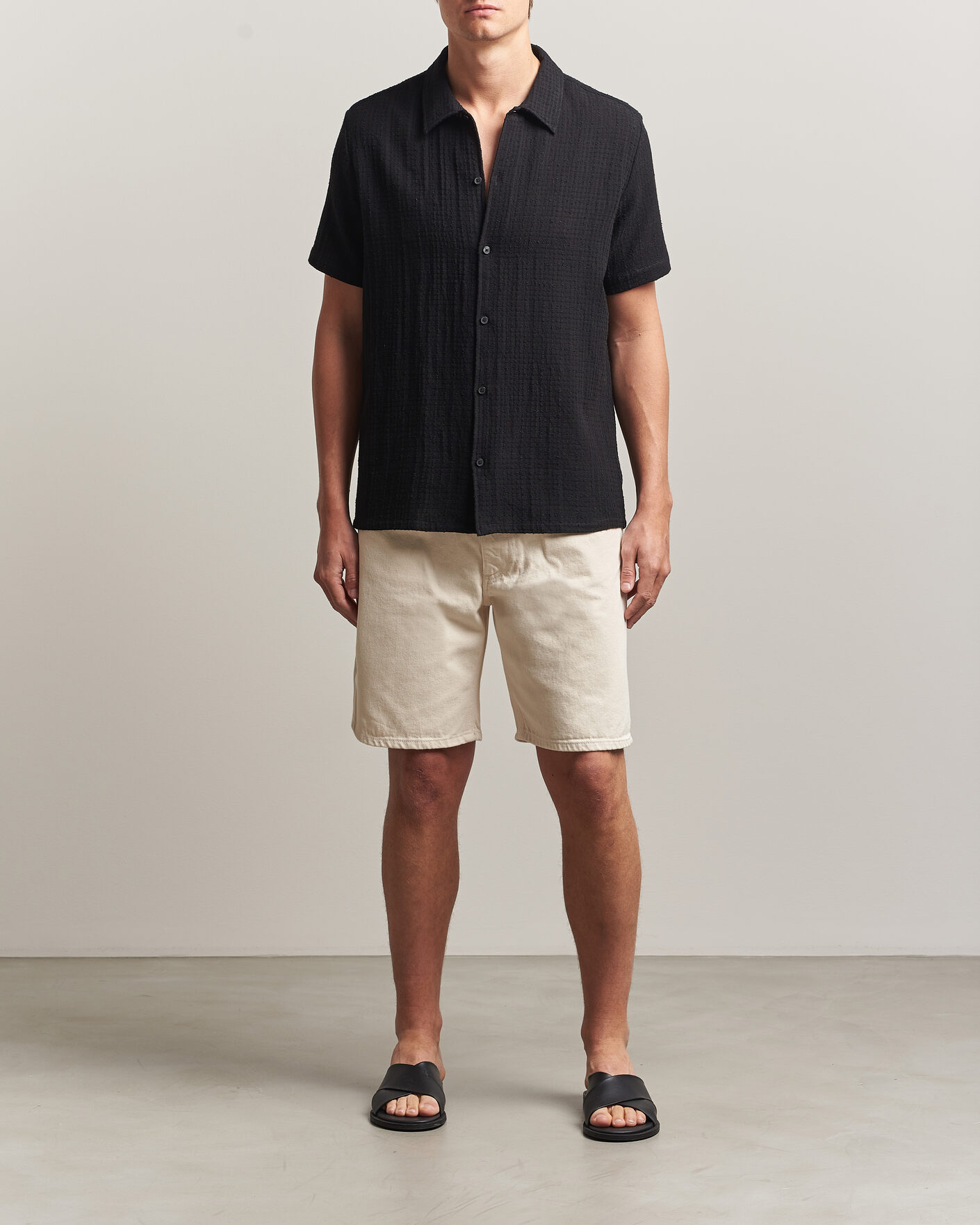 Herren | Hemden | Samsøe Samsøe | Avan Structured Short Sleeve Shirt Black