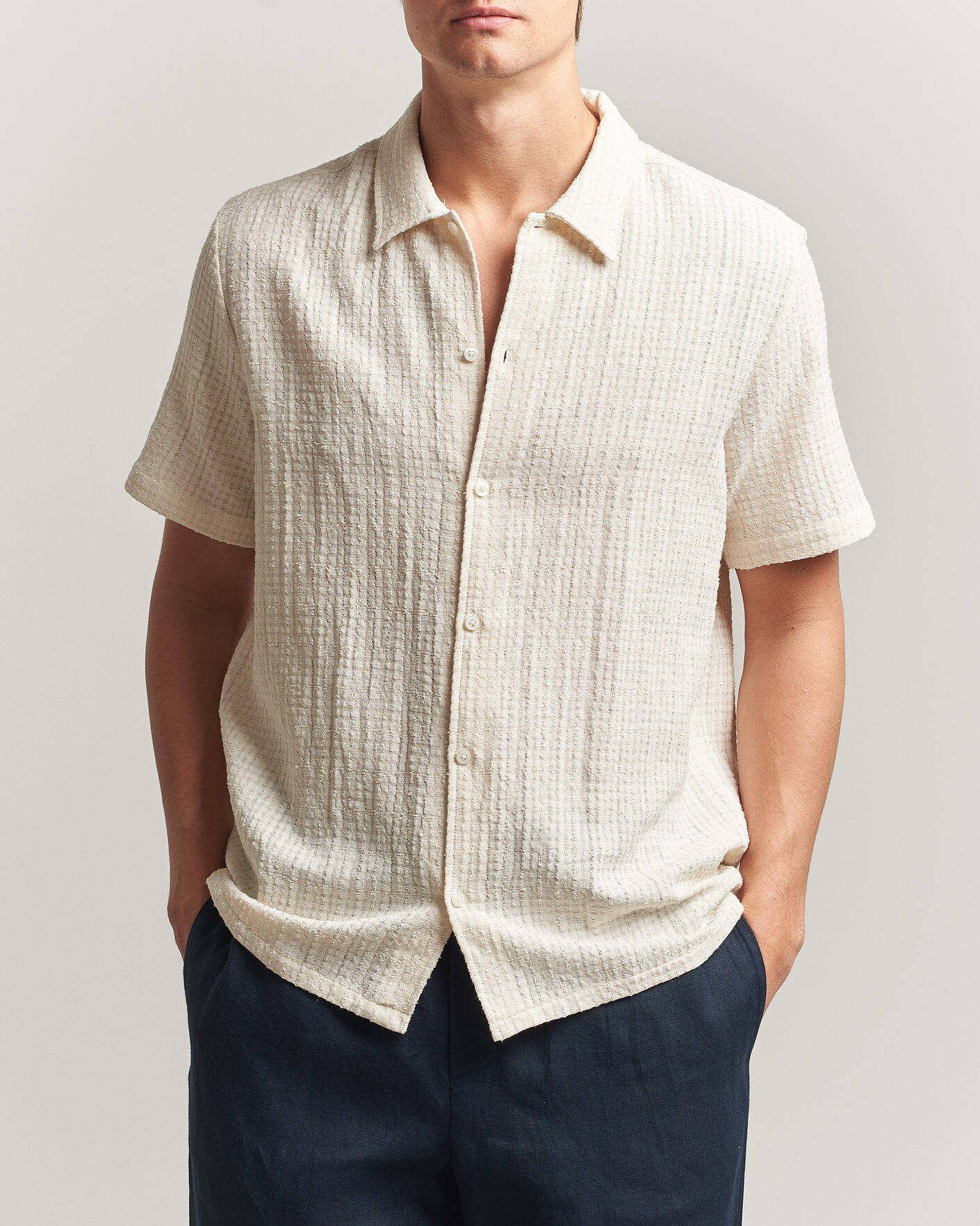 Herren | Hemden | Samsøe Samsøe | Avan Structured Short Sleeve Shirt Clear Cream