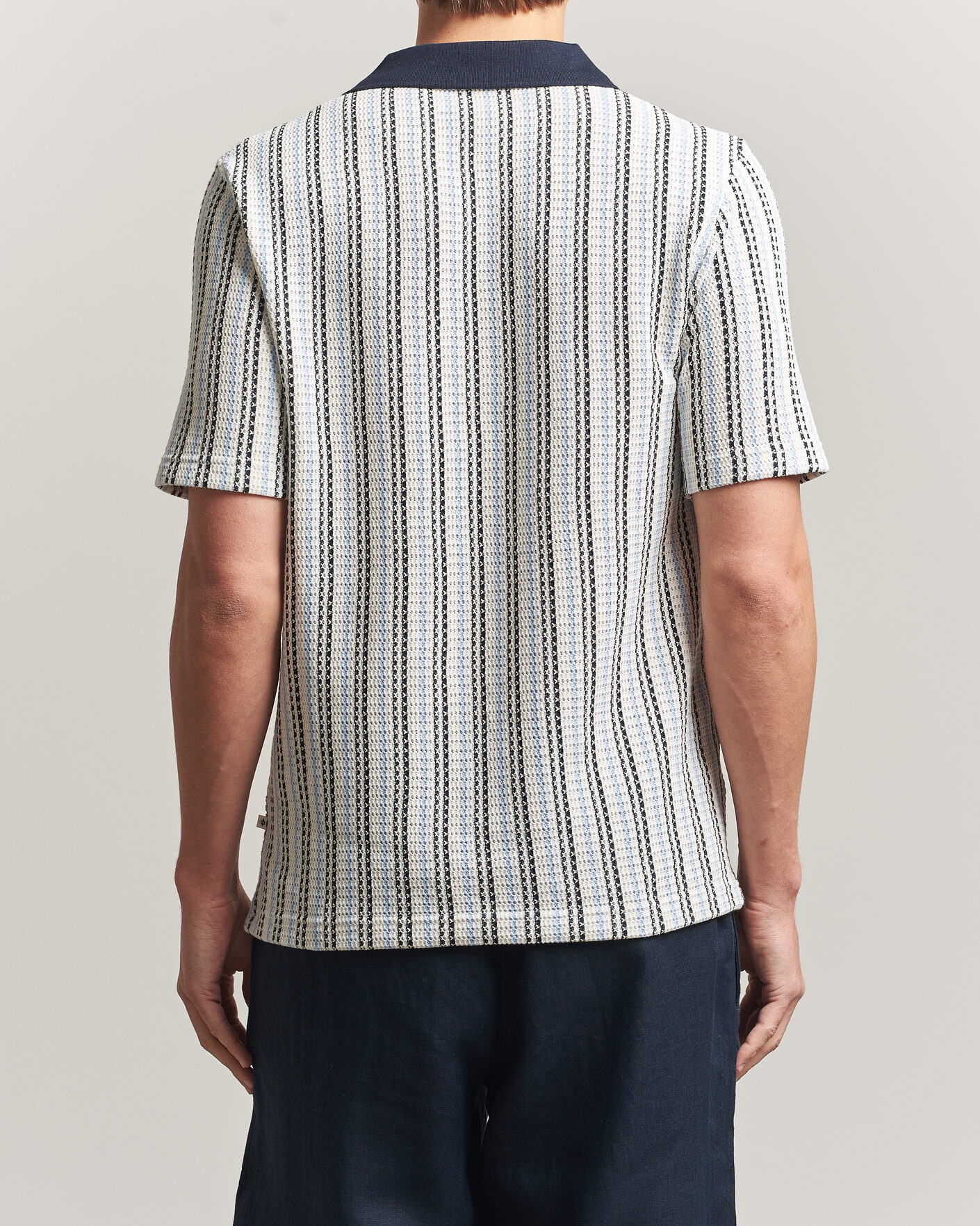 Herren | Poloshirts | Samsøe Samsøe | Mac Striped Knitted Polo Blue/White
