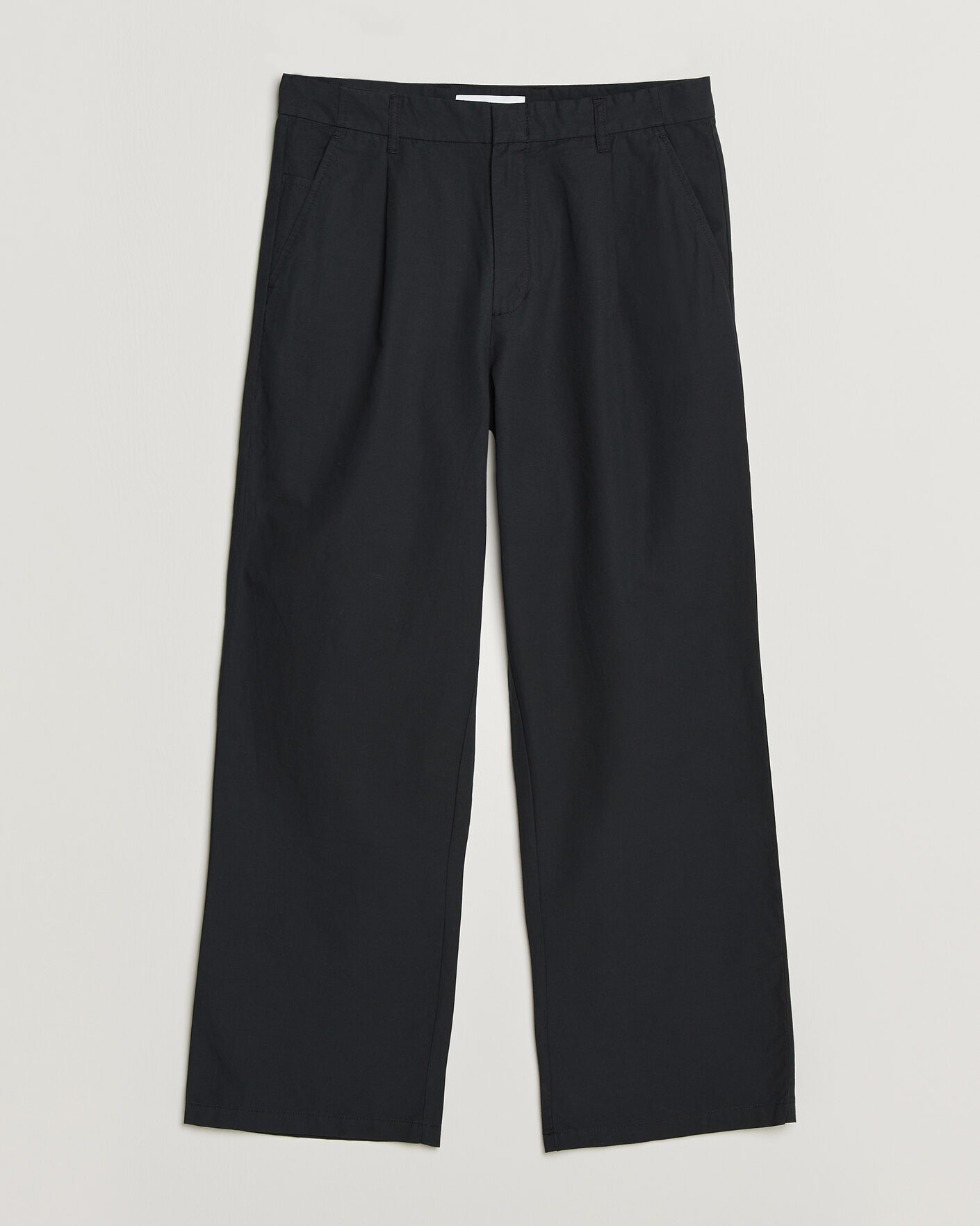 Herren | Hosen | Samsøe Samsøe | Valentin Cotton/Linen Pleated Trousers Black