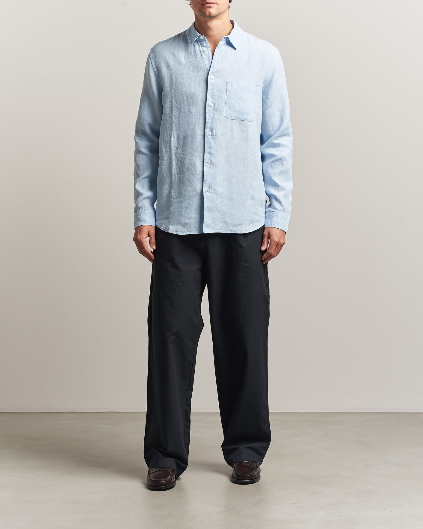 Herren | Hosen | Samsøe Samsøe | Valentin Cotton/Linen Pleated Trousers Black