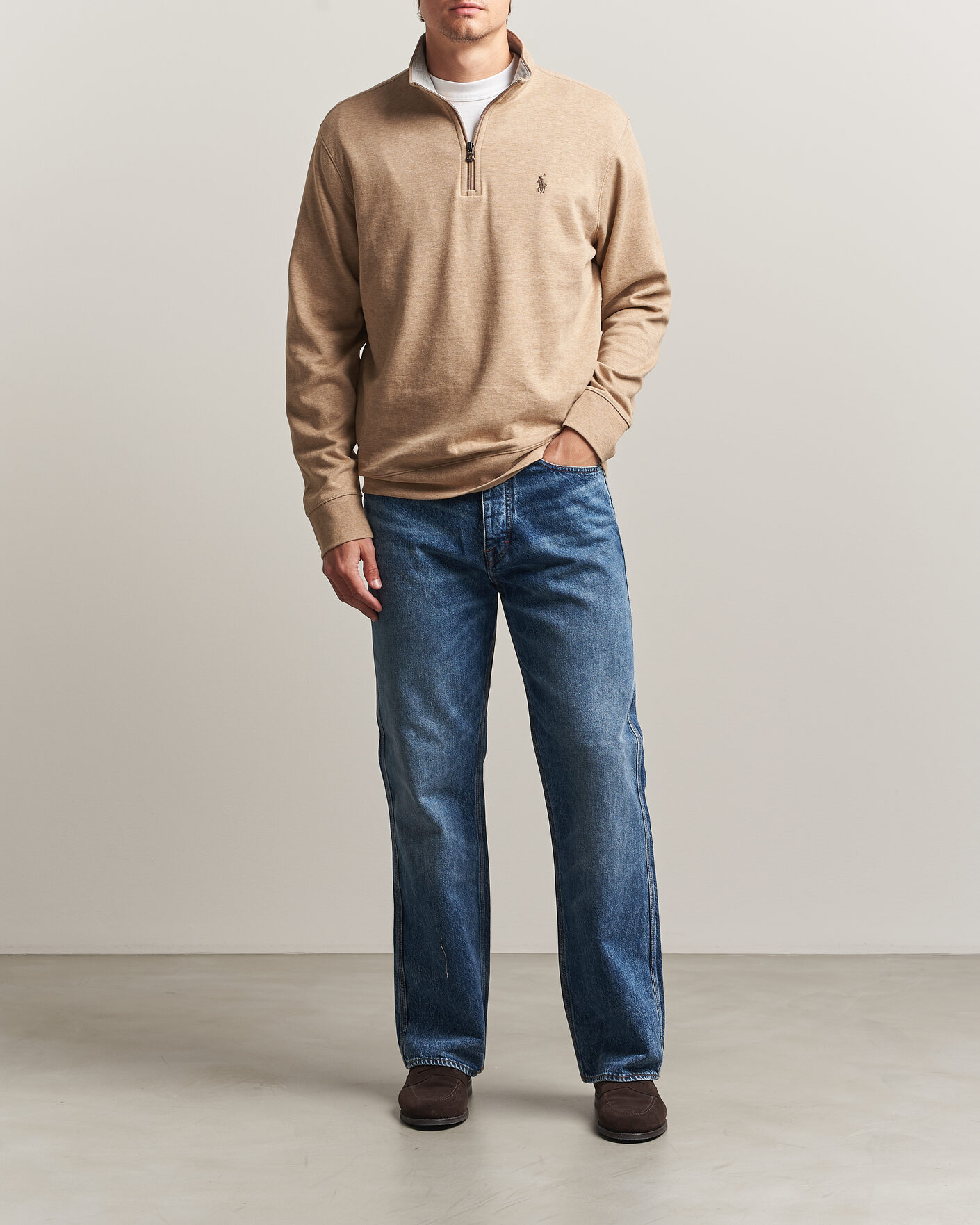 Herren | Pullover | Polo Ralph Lauren | Double Knit Half Zip Warm Brown