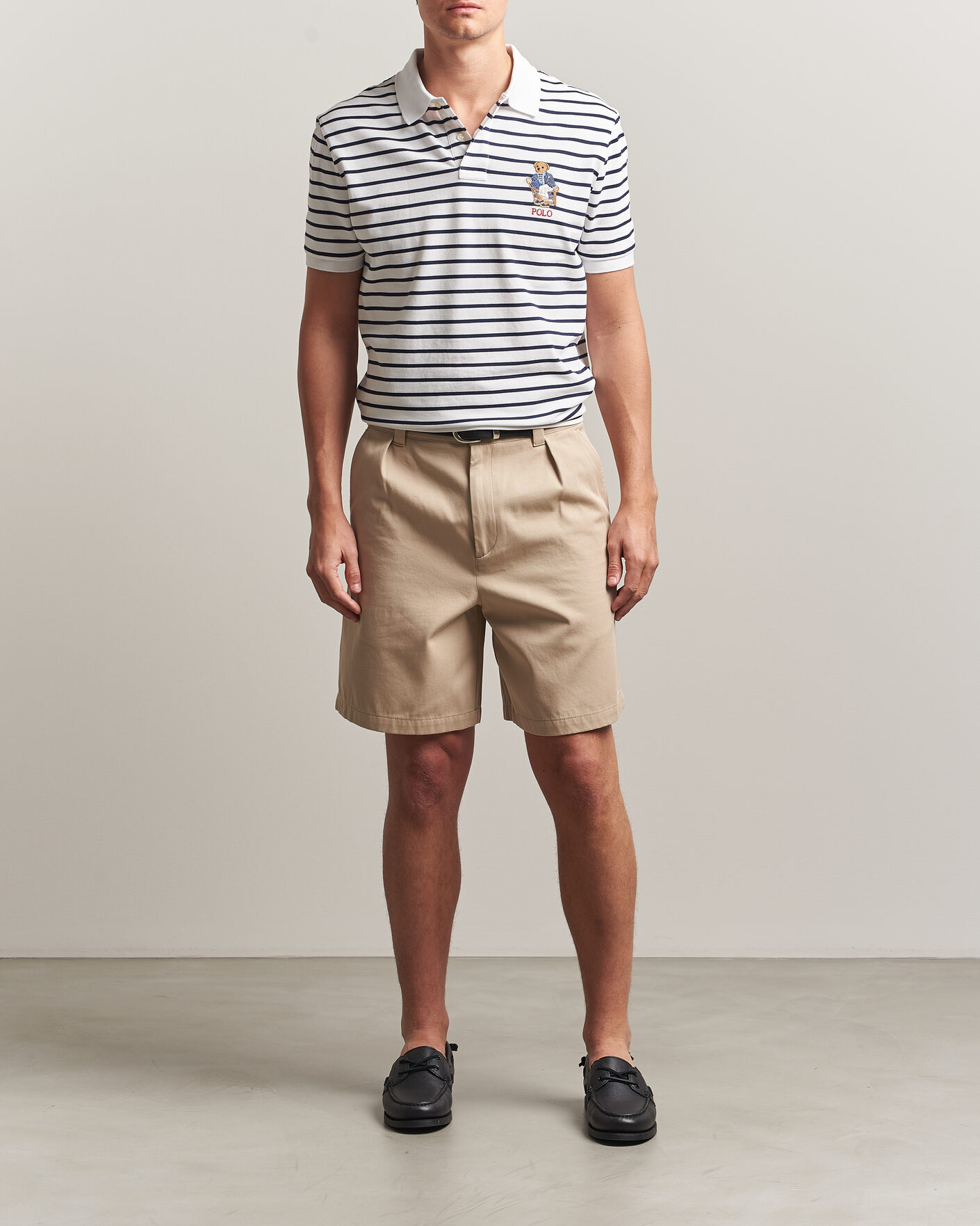 Herren | Poloshirts | Polo Ralph Lauren | Newport Bear Striped Custom Slim Polo White/Navy