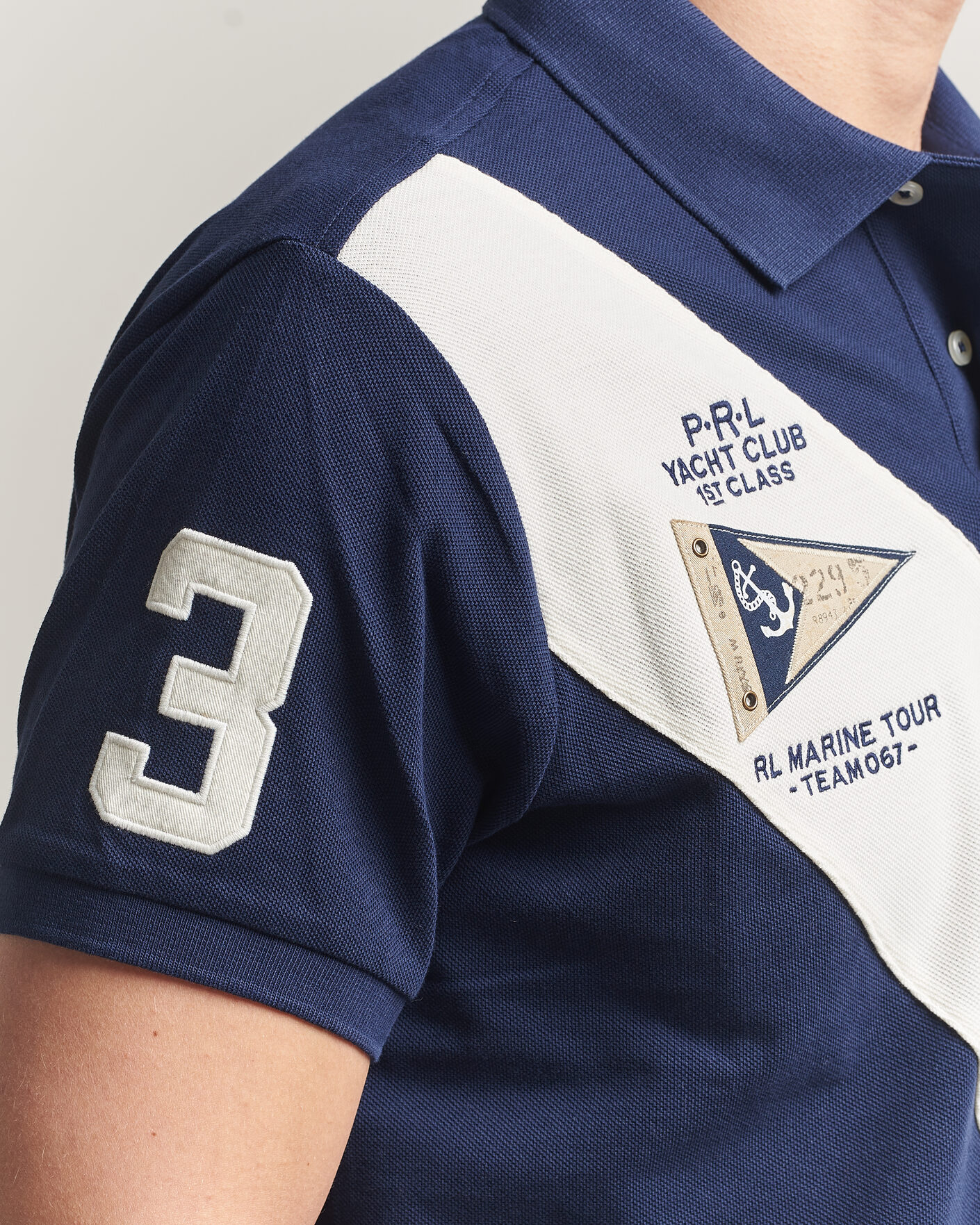 Herren | Poloshirts | Polo Ralph Lauren | Custom Slim Diagonal Stipe Polo Newport Navy/Nevis