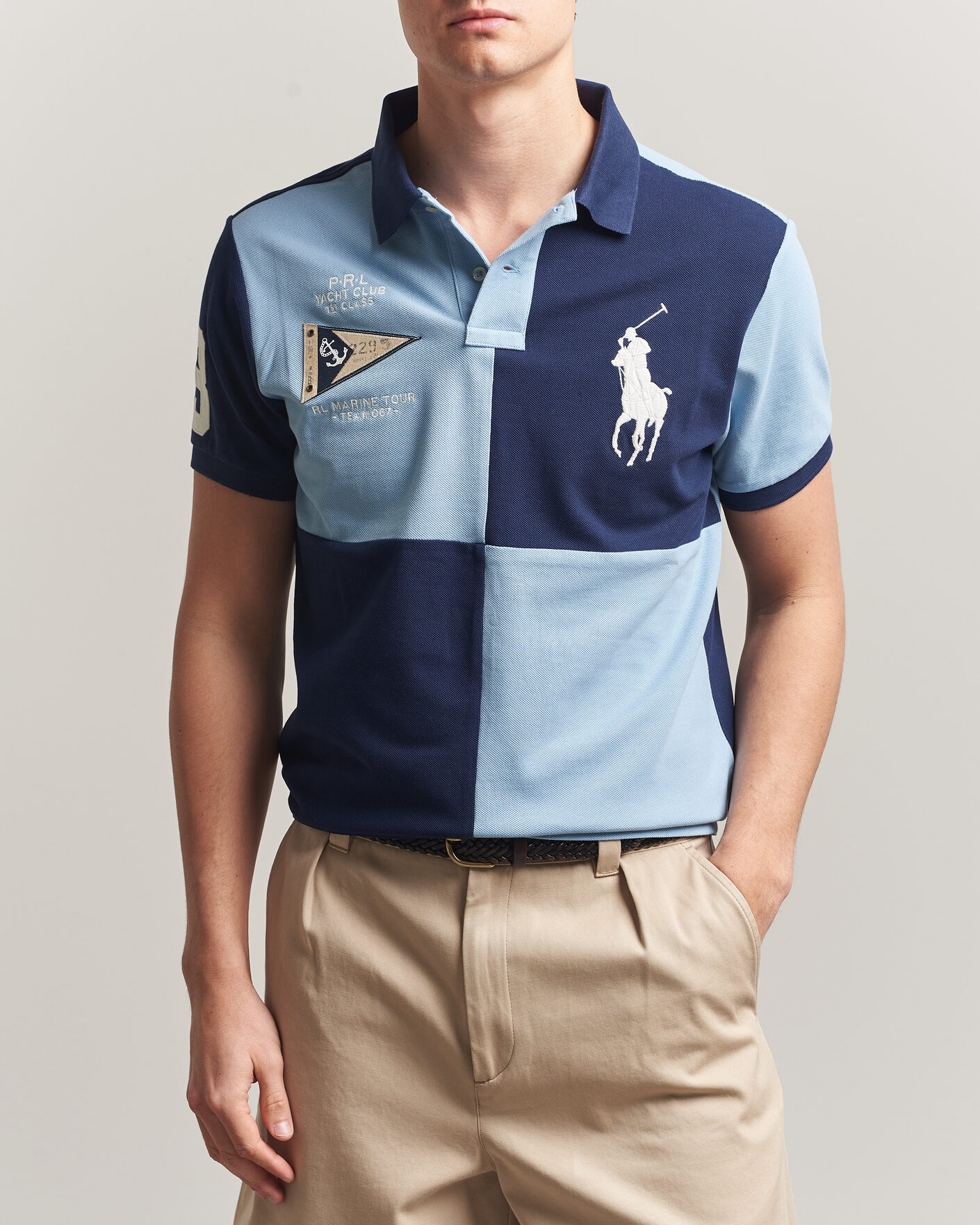 Herren | Poloshirts | Polo Ralph Lauren | Custom Slim Rugby Block Polo NPT Navy/Powder Blue