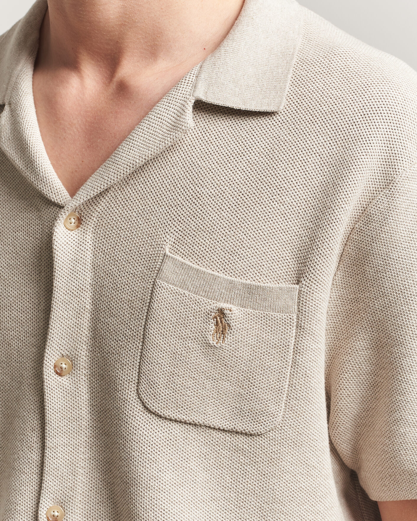 Herren | Hemden | Polo Ralph Lauren | Textured Camp Collar Cardigan Light Walnut Brown