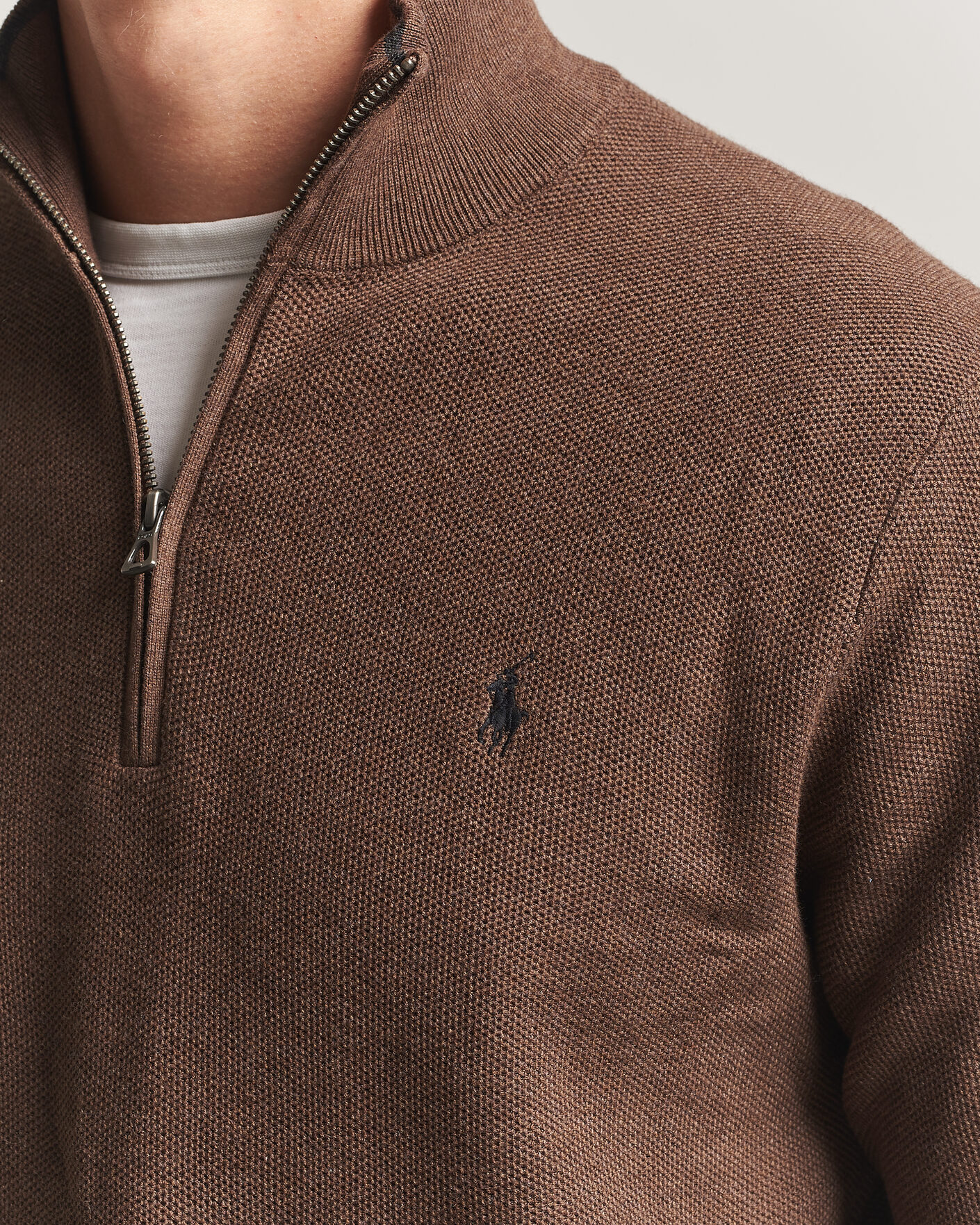 Herren | Pullover | Polo Ralph Lauren | Textued Half-Zip Nutmeg Brown Heather