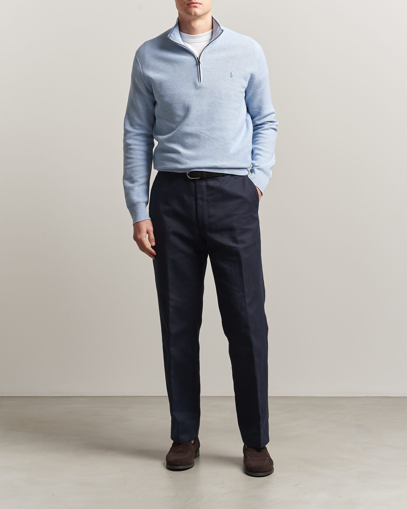 Herren | Pullover | Polo Ralph Lauren | Textured Half-Zip Blue Hyacinth Heather
