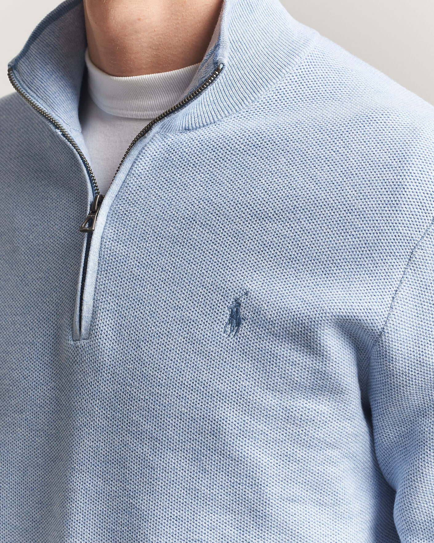 Herren | Pullover | Polo Ralph Lauren | Textured Half-Zip Blue Hyacinth Heather